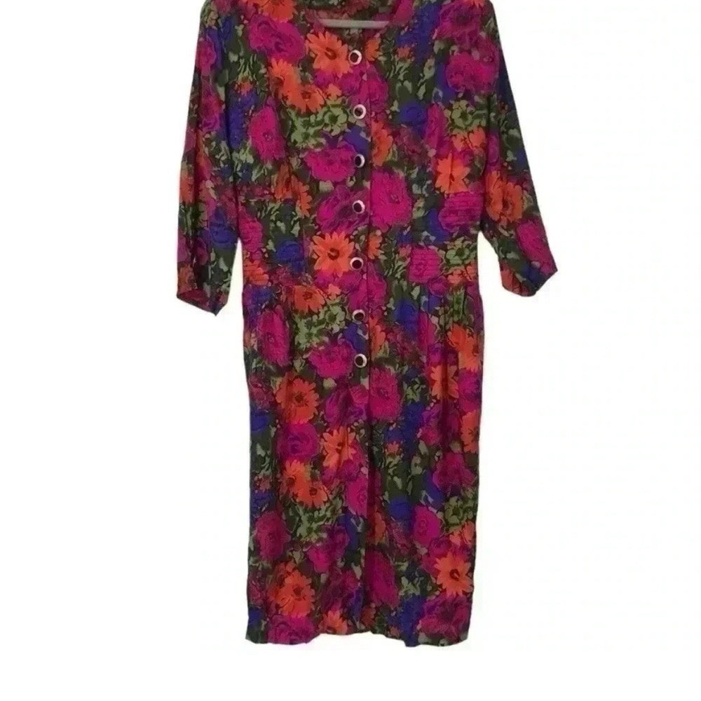 VINTAGE MODEST DRESS BUNDLE 10–14 FLORAL STRIPED BUTTON DOWN ELEGANT 90s STYLE