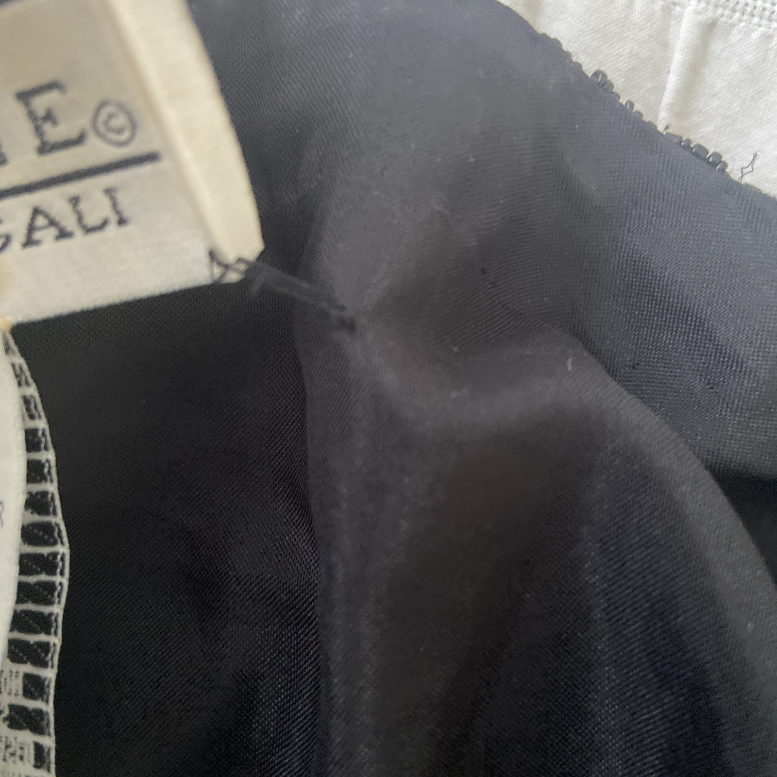 Jacket Vintage 80s NITELINE By Della Roufogali Black Beaded Sequin 100% Silk XL