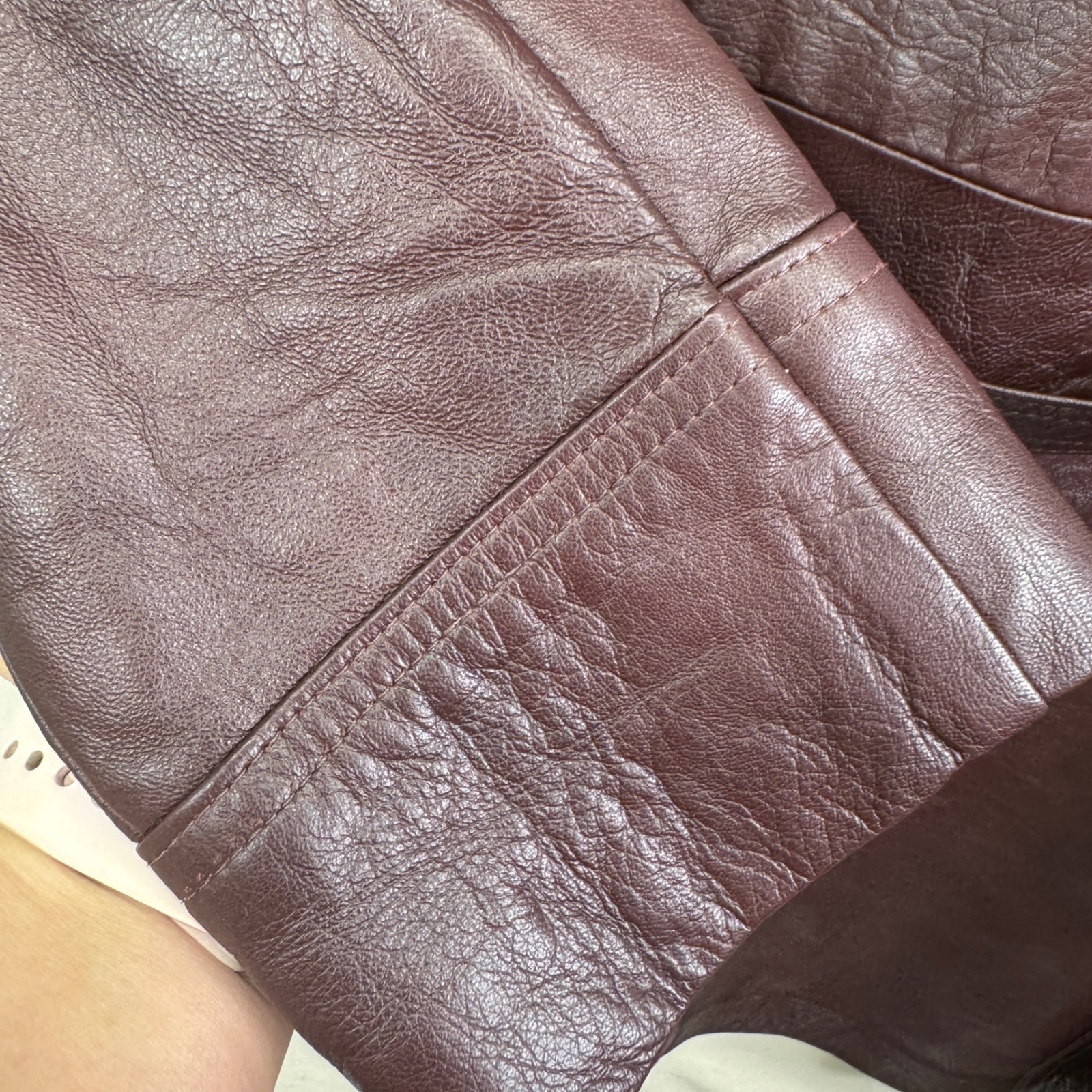 New England Sportswear Leather Jacket Burgundy Brown Vintage 70s Belted Coat USA