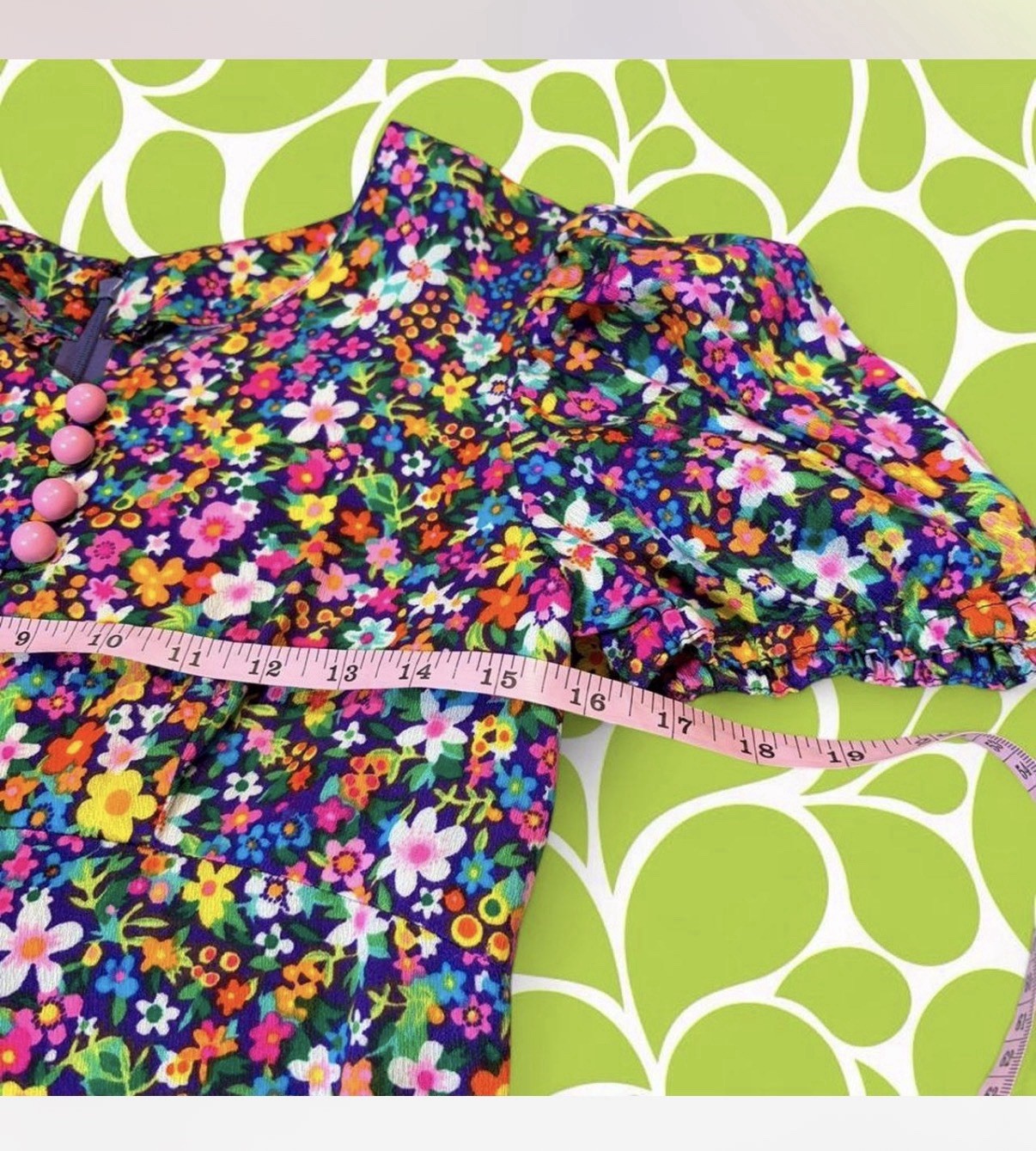 TRUE Vintage 1970s Ditsy Flower Power Babydoll Mini Mod Dress Size S 🌸
