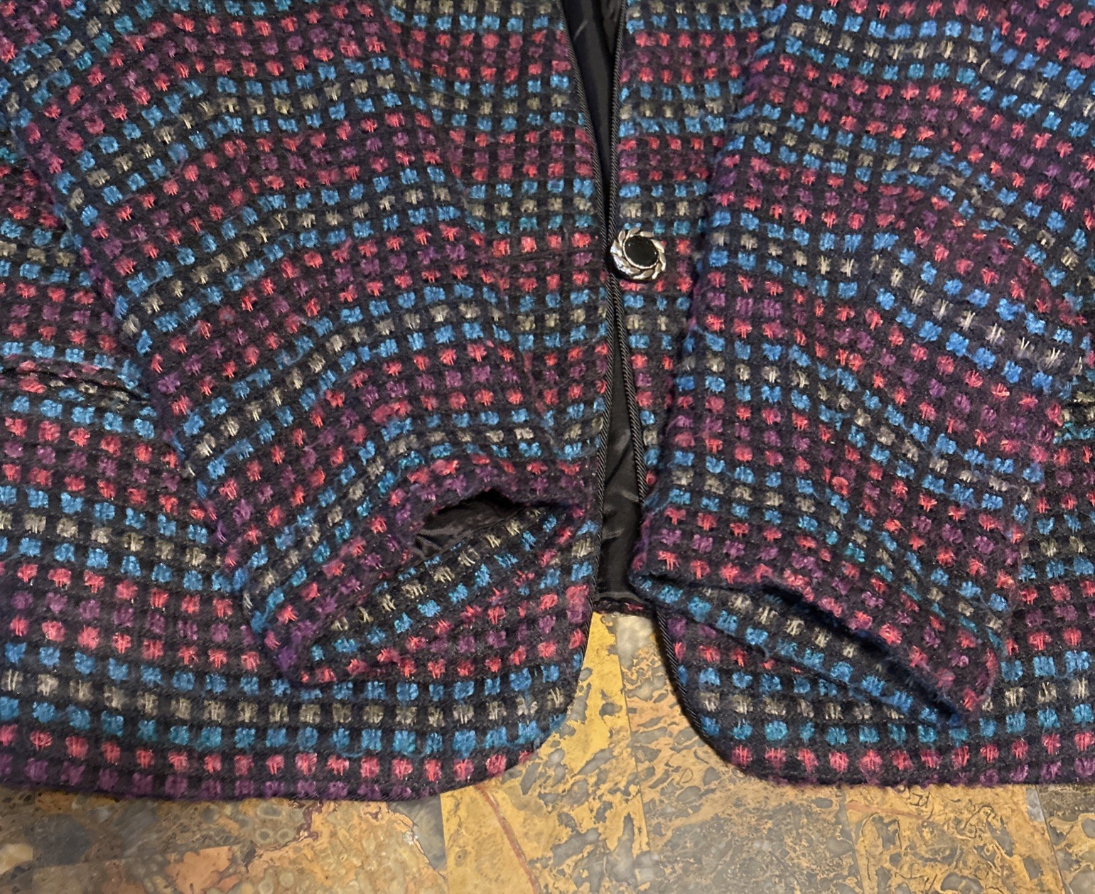 Koret Women’s Plaid Vintage Blazer/Cardigan Size L Knit Jacket