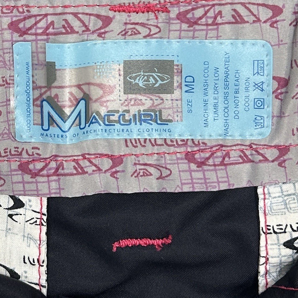 Vtg Y2K MacGirl MacGear Rave Mini Skirt Blue Pink Contrast Stitch Zip Cyber MD