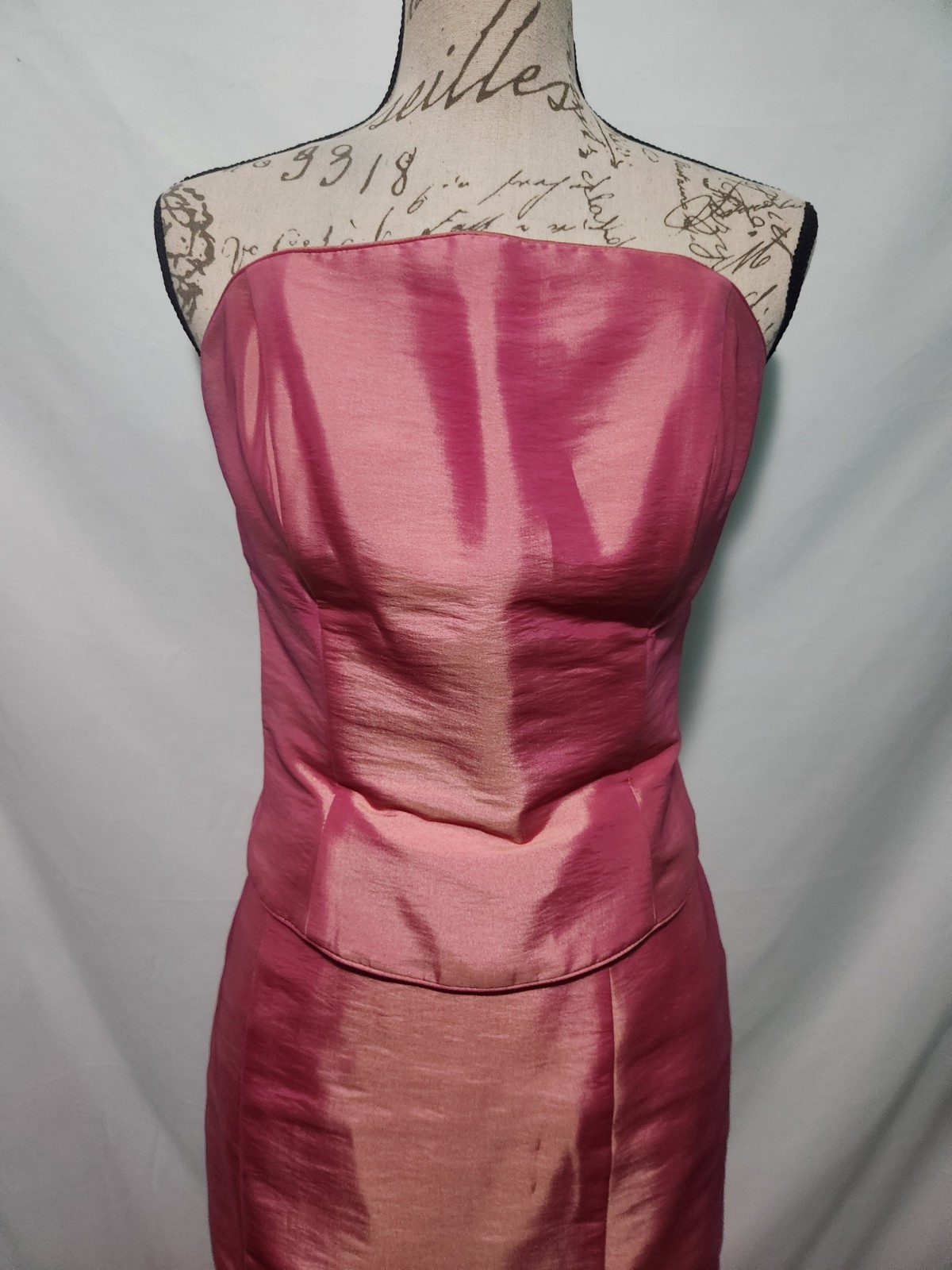 Y2K Raylia Designs Strapless Corset Gown Sz 14 Rose Pink Iridescent Taffeta Prom