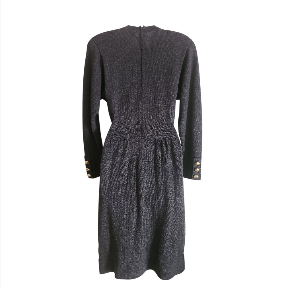 Vintage Don Sayres for Wellmore Long Sleeve Wool Sweater Dress Gold Buttons Sz 4