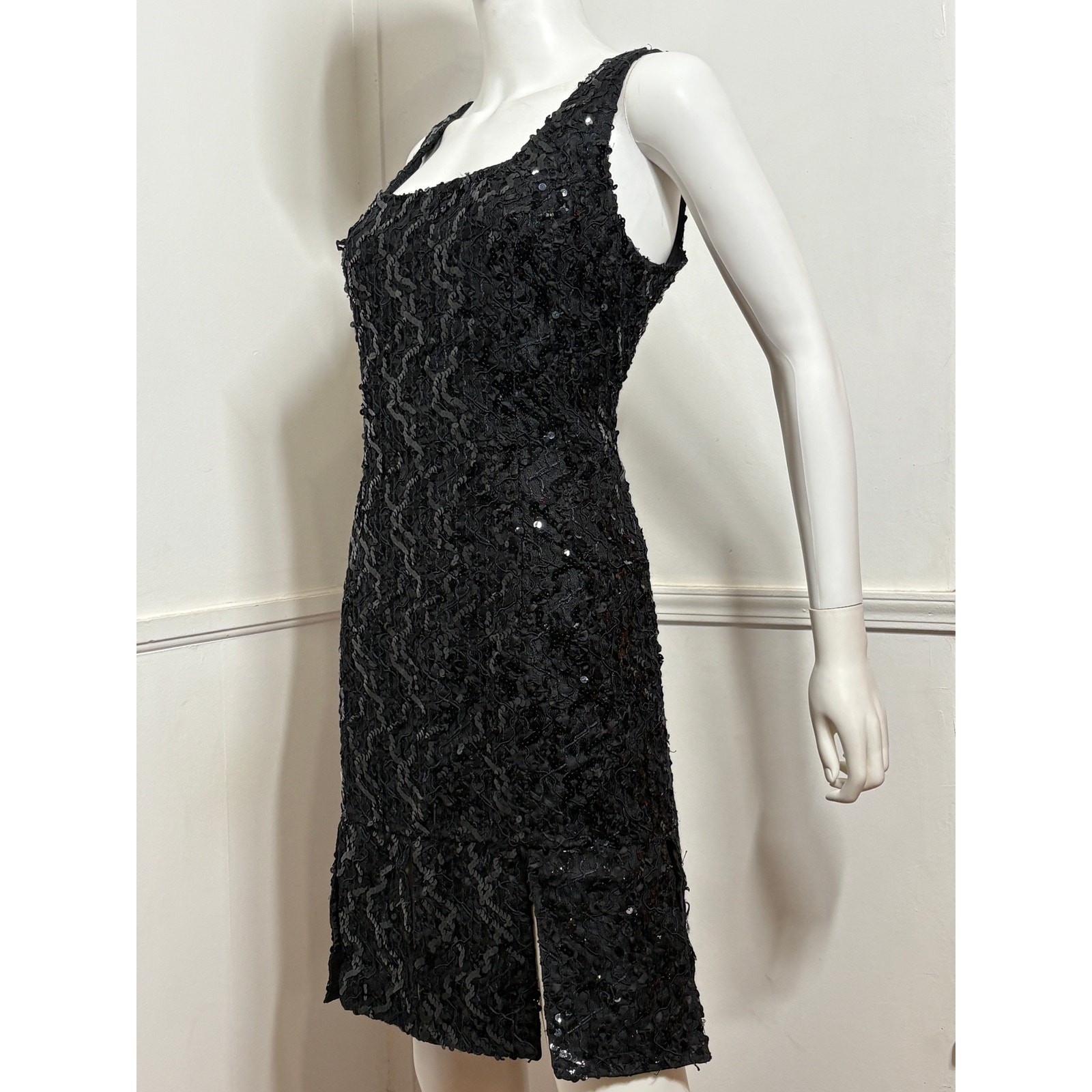 Extra Large 1980s Vintage Sequined Carwash Hem Mini Dress by HW Collections