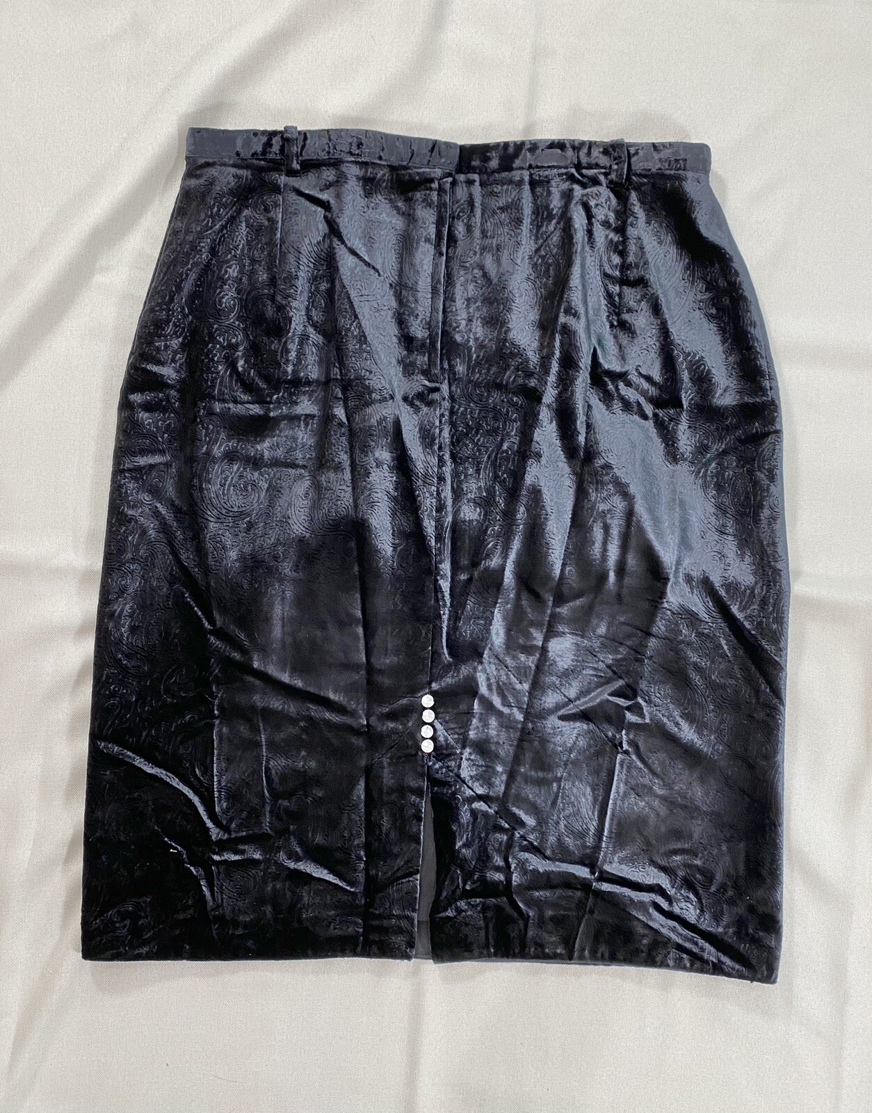 VOLUP Vintage 1950’s Paisley Burnt Velvet Midnight Blue Skirt Rockabilly