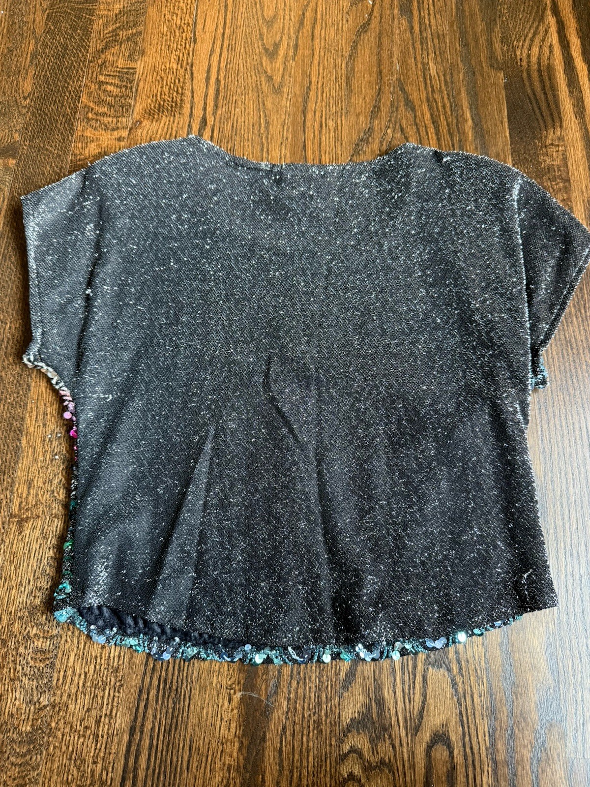 Vintage 1980s Rio Blouse Multicolor Rainbow Zigzag Sequin Party Top Made in USA