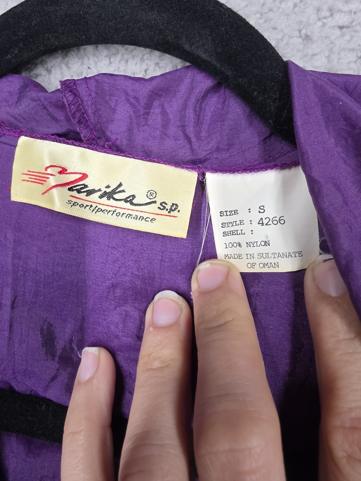 Vintage 80s Womens Track Jacket Small Purple Windbreaker Nylon Hooded Marika