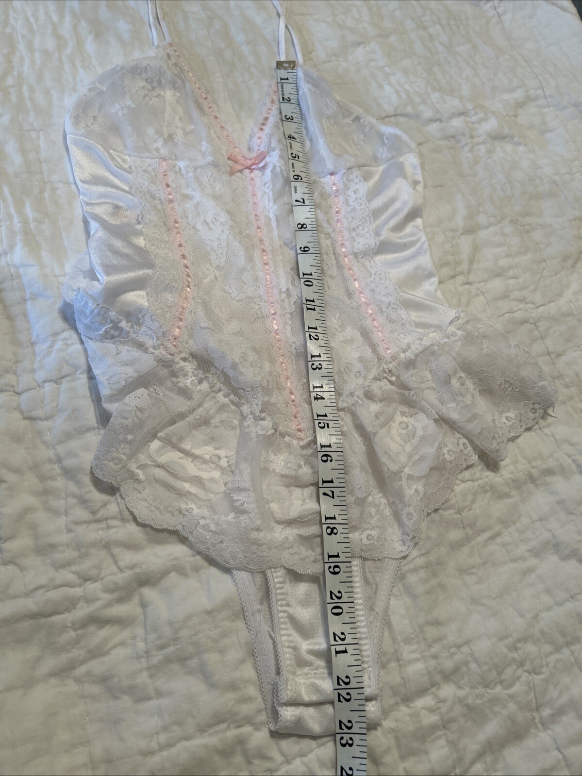 VTG Avon Fashions Women’s White Lacy Negligee Lingerie Teddy Medium USA
