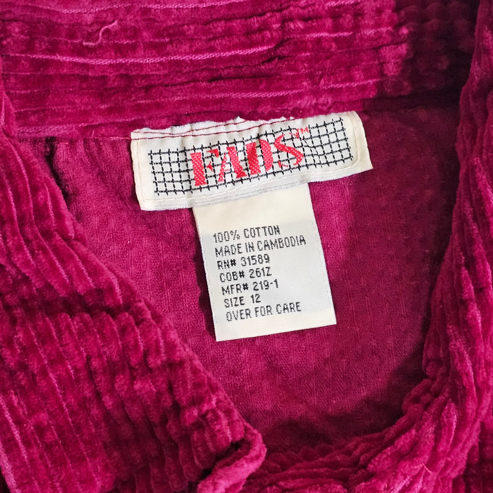 Vintage Fads Wine Red 100% Cotton Corduroy Long Sleeve Maxi Dress Prairie Modest