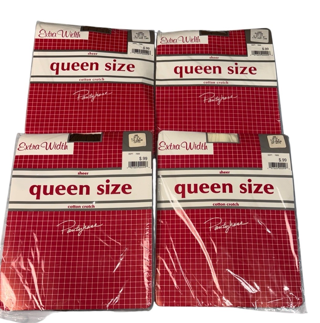 Vintage Deep Tones Queen Size Sheer Pantyhose 3X-4X NOS USA Lot 4 Coffee Suntan