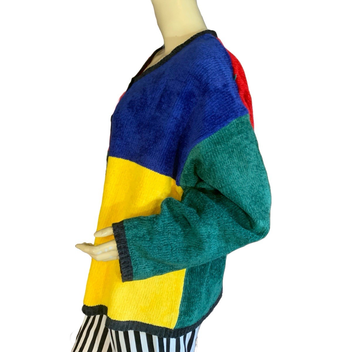 VINTAGE CIRCA 1990’S JACQUE AND KOKO BLACK W/MULTI COLOR CARDIGAN SIZE 22/24