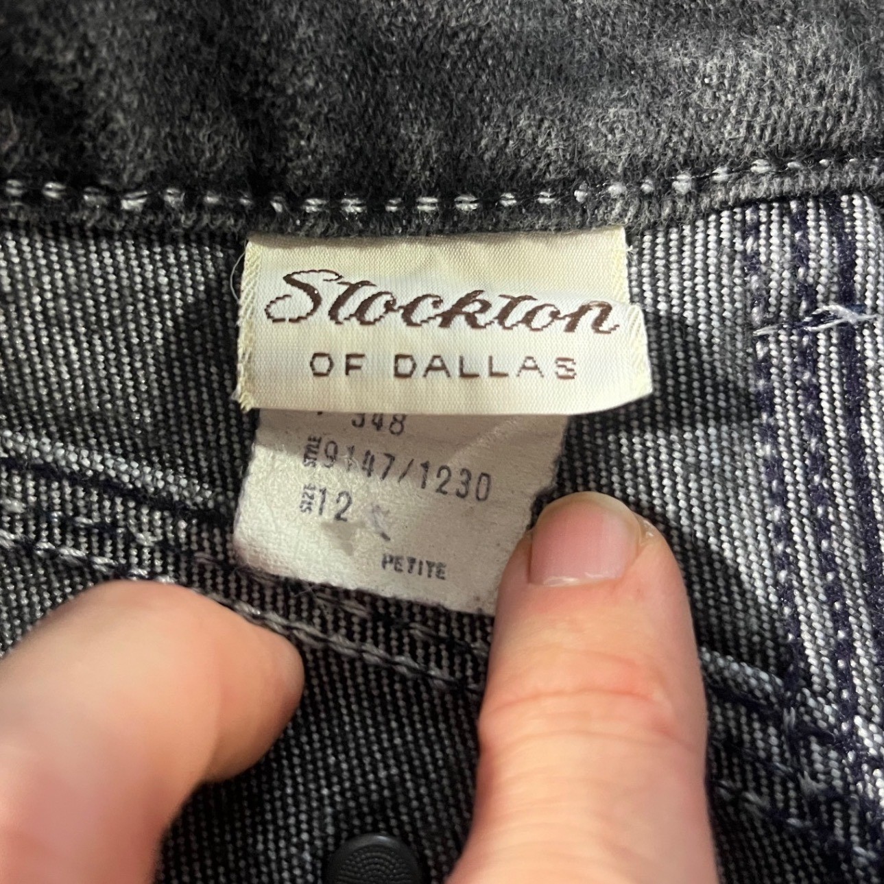 Vintage Stockton of Dallas Jeans Womens 12P Black Contrast Stitch Wide Leg USA