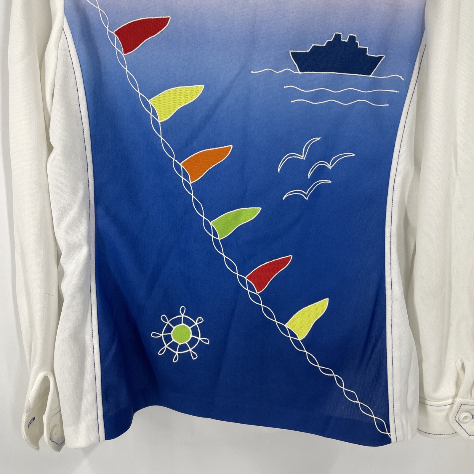 VTG Novelty Sailing Yacht Polyester Shirt Hombre Cruise Deck Boating Nautical