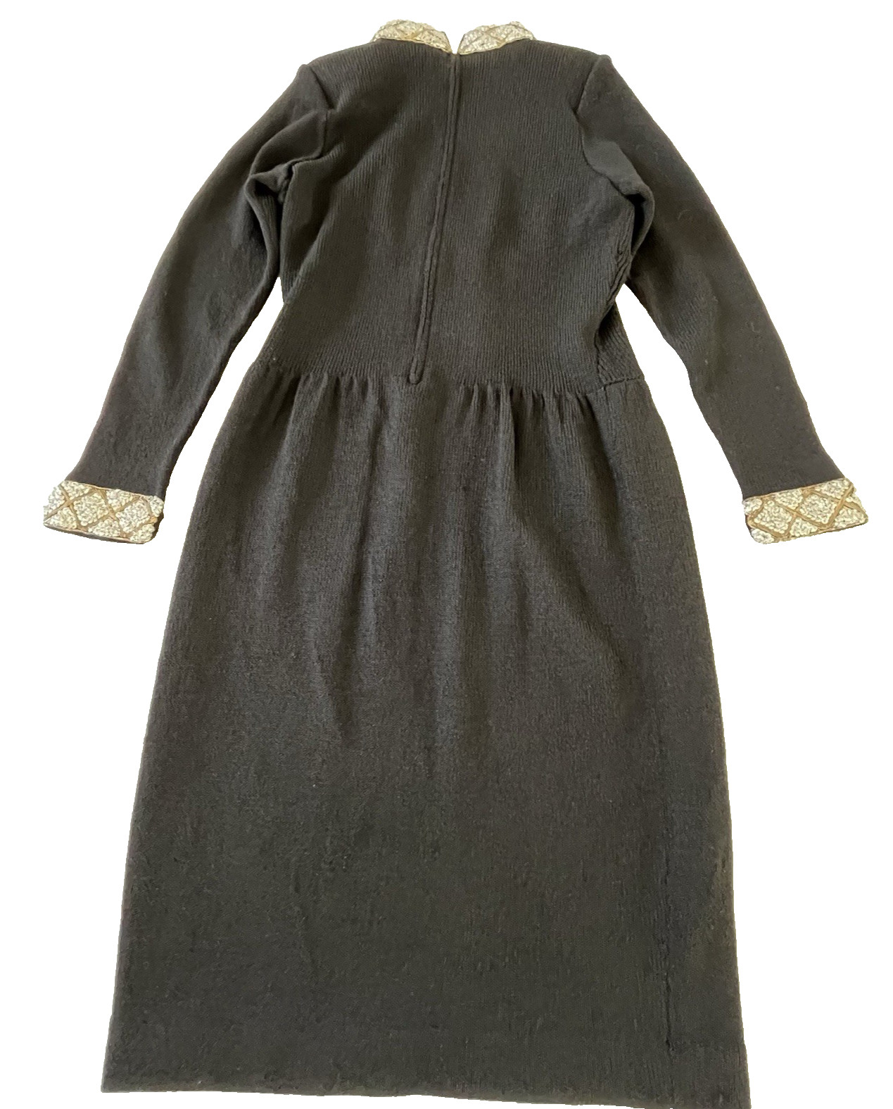 VTG 80’s Cocktail Dress Black Wool Knit Sz 2 DON SAYRES For Wellmore Embellished