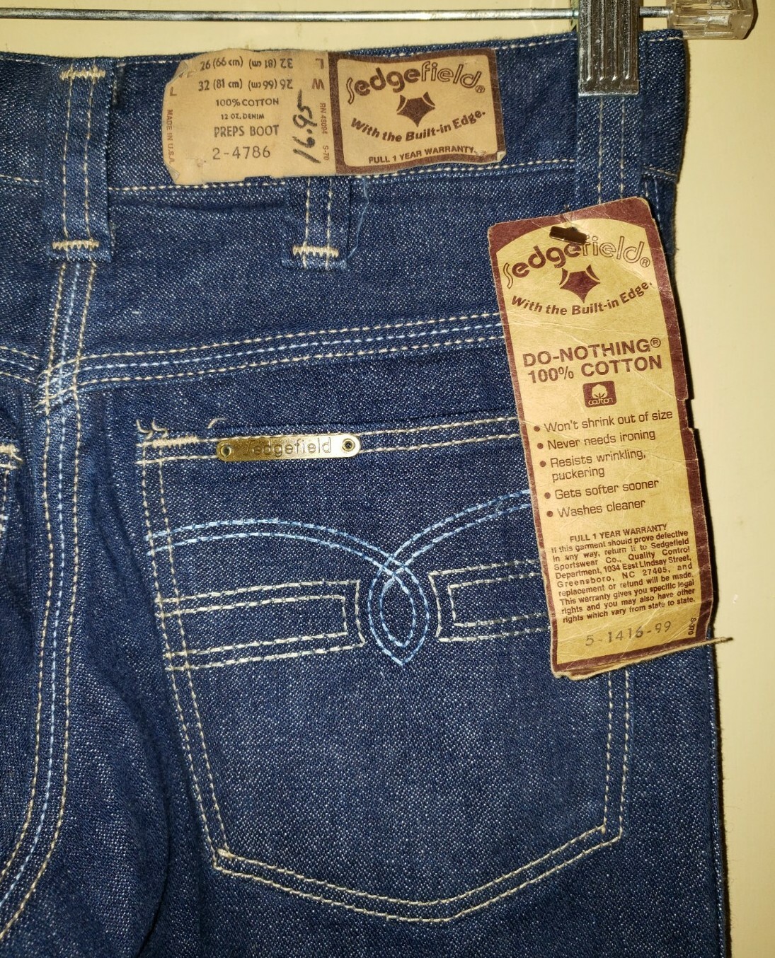 VTG Deadstock Sedgefield Woman’s Boot Jeans, 26 X 32