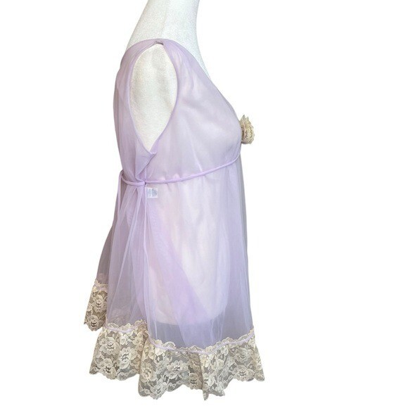 VTG Jenelle of California Purple Lavender Sheer Chiffon Peignoir Babydoll Small