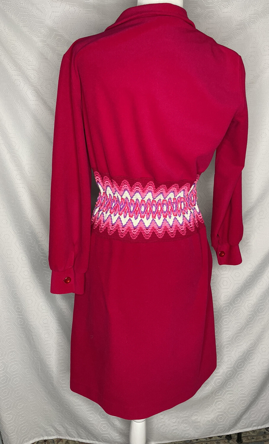 Vintage At Home Wear for Van Raalte Pink 70s Hostess Dress Robe Embroidered Trim