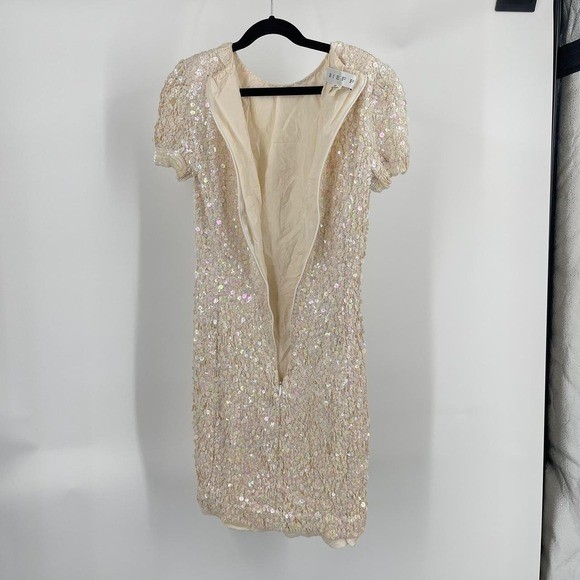 Vintage Neil Bieff Silk Sequin Mini Dress 8 Medium Cocktail Party Glam Retro