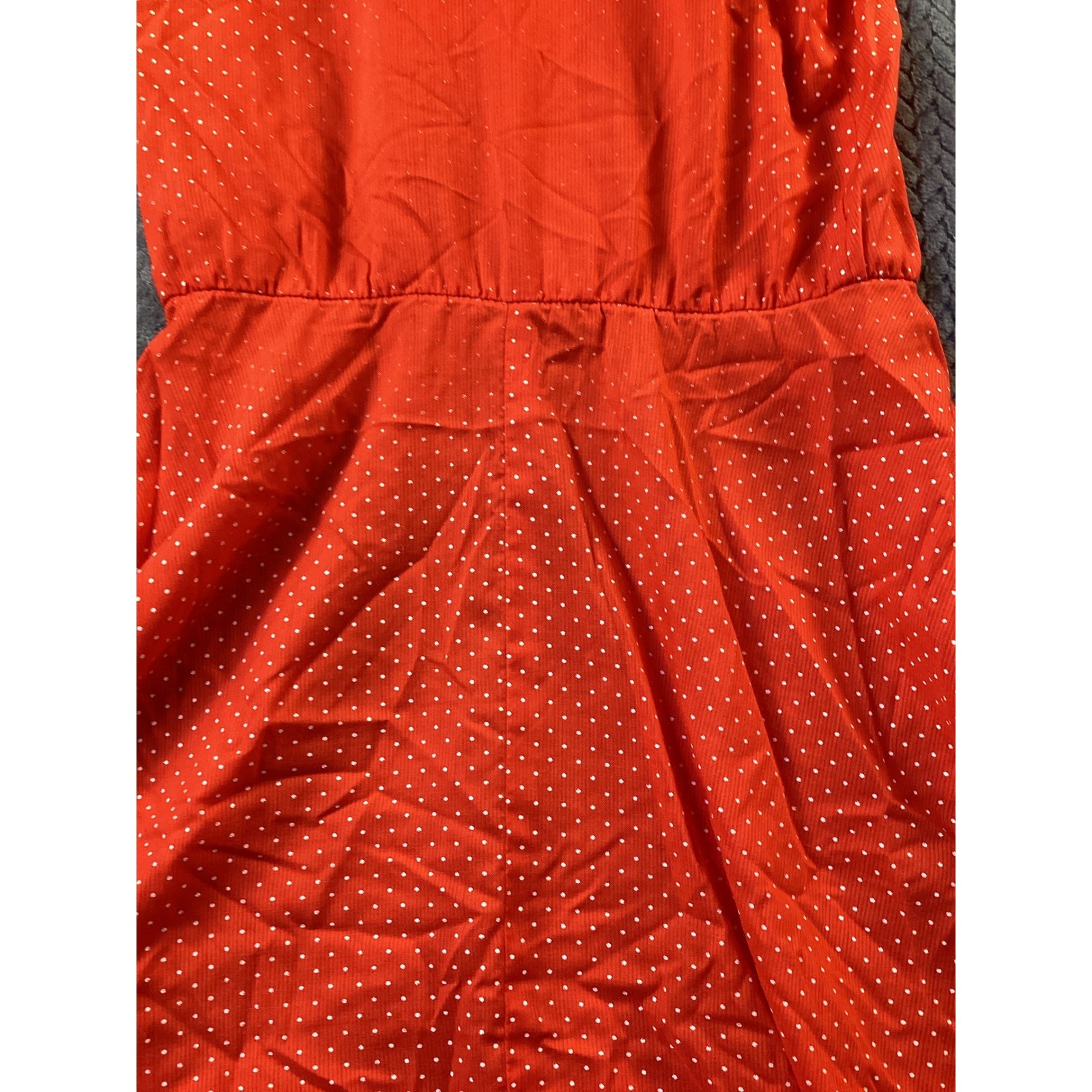 Vintage New Raves Red Polka Dot Sleeveless Midi Dress Retro Fit Flare Notched 10