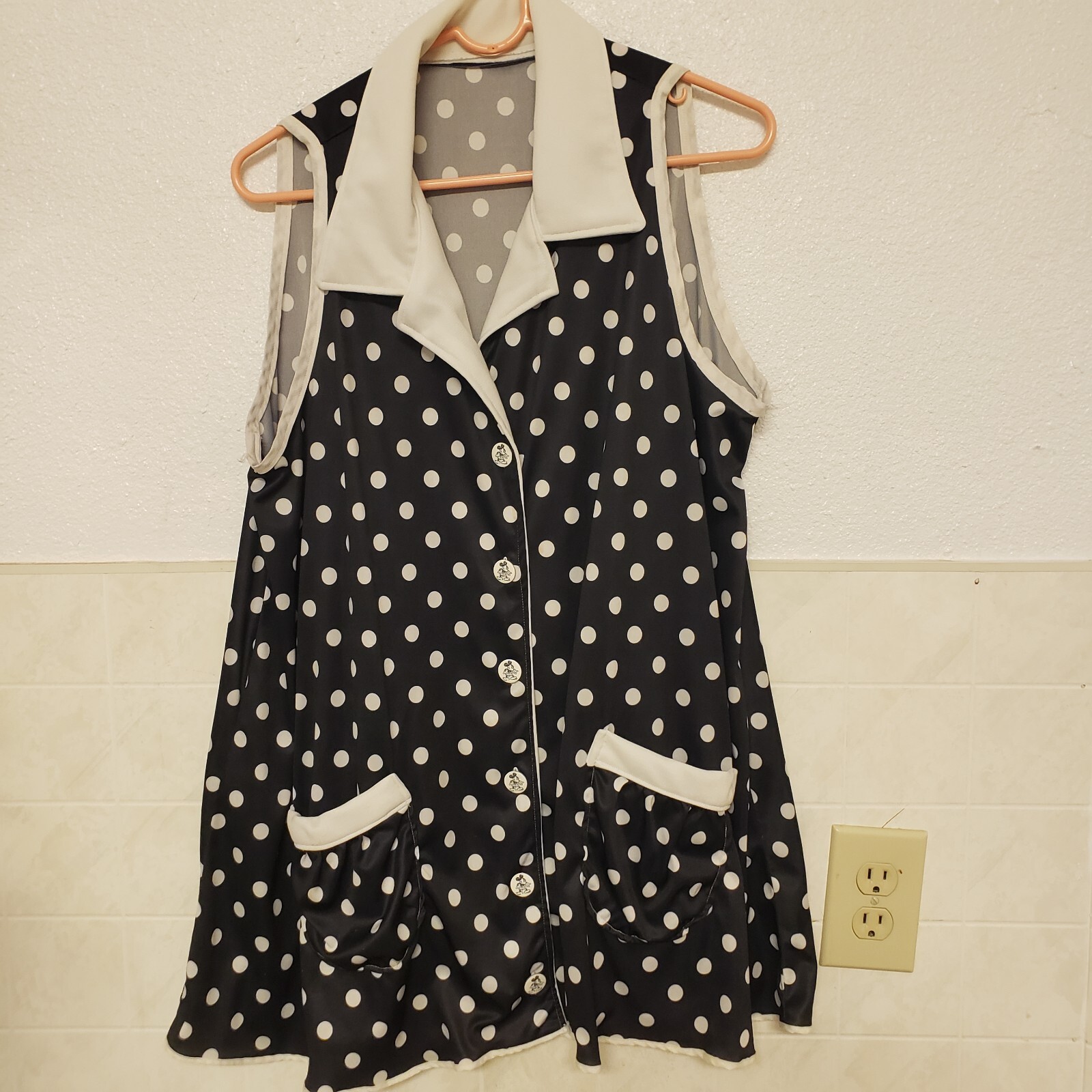 Vintage 80’s Mickey Mouse Shirt Smock Polka Dot Retro Homemade Women’s XL-XXL