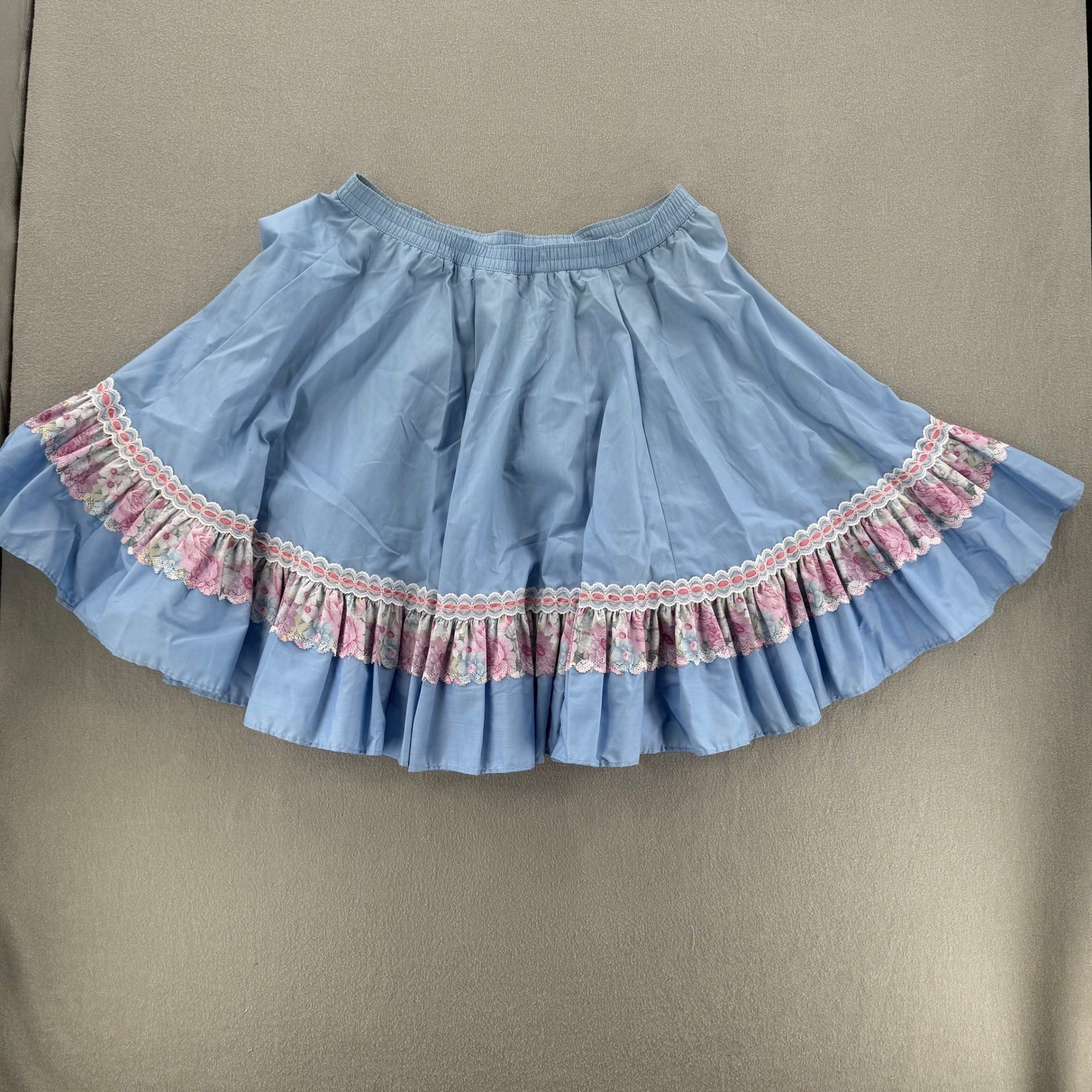 Vintage Square Dance Outfit Western Prairie Full Circle Skirt Ruffle Blouse XL