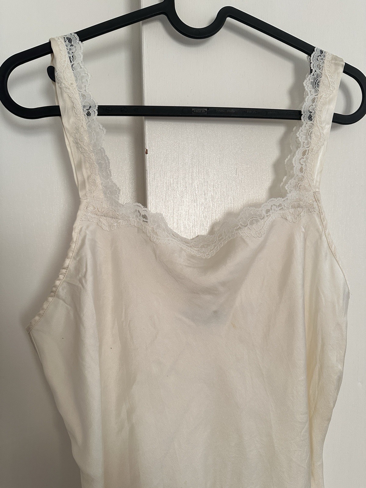 vintage-style Olga nightgown delicate lace trim Sz M 100% Silk