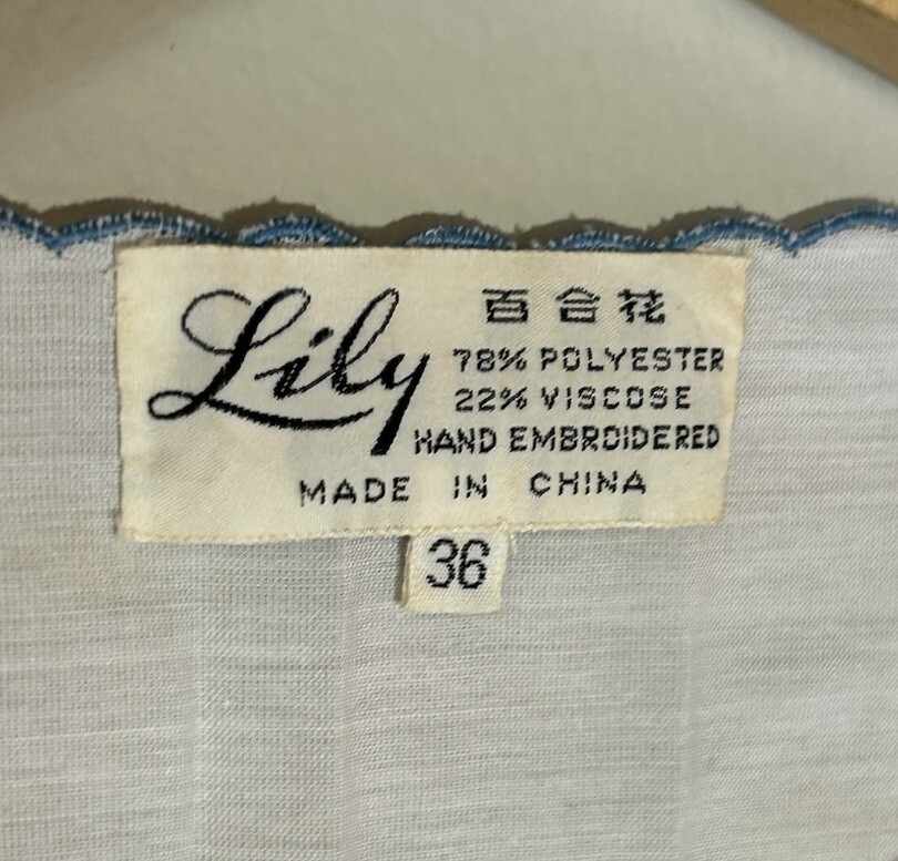 vintage Lily hand embroidered nightgown Size 36 Women’s Polyester/Viscose