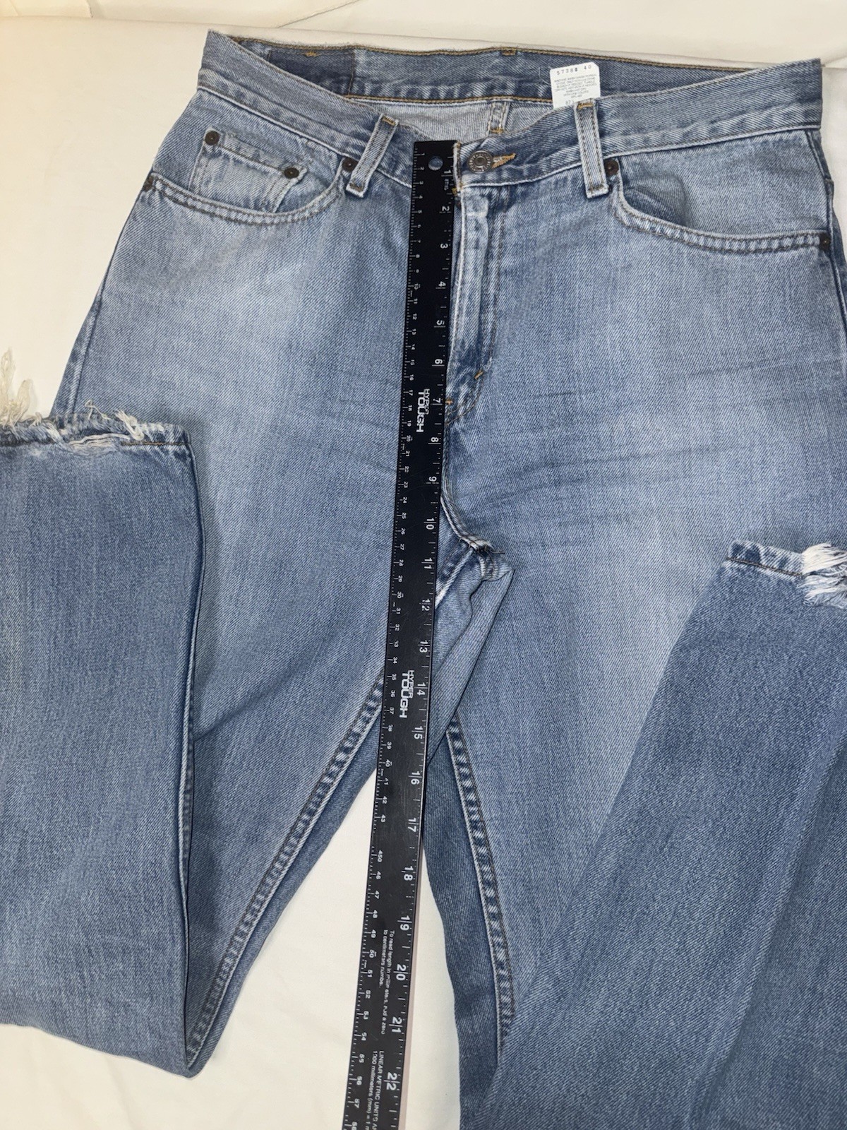 VTG Levi’s 577 Jeans Womens 10 M Loose Fit Y2K Distressed Blue Denim 31×30