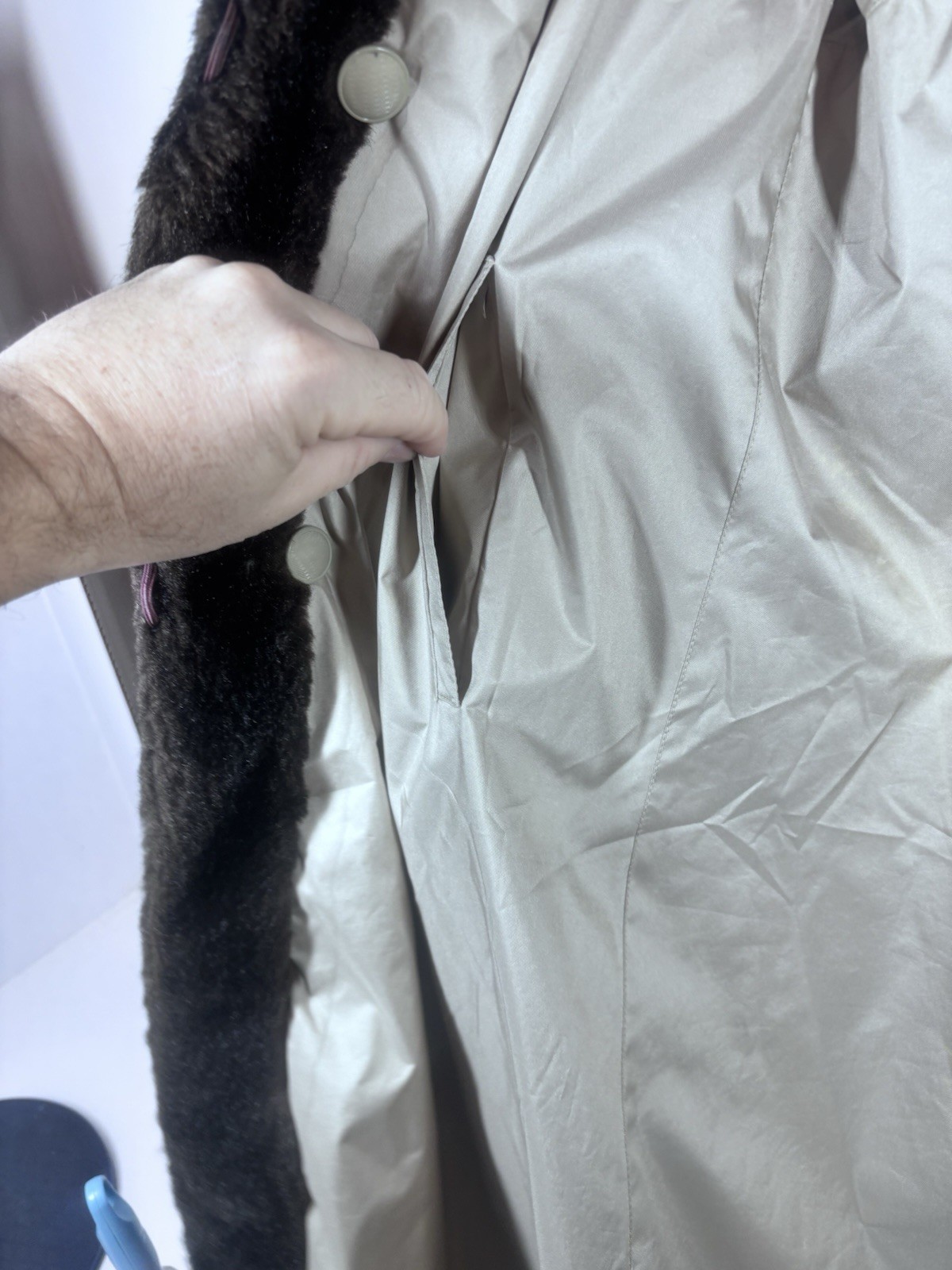 VINTAGE Sportowne Futur Women Faux Fur Coat Reversible Raincoat Jacket Sz 12? L?