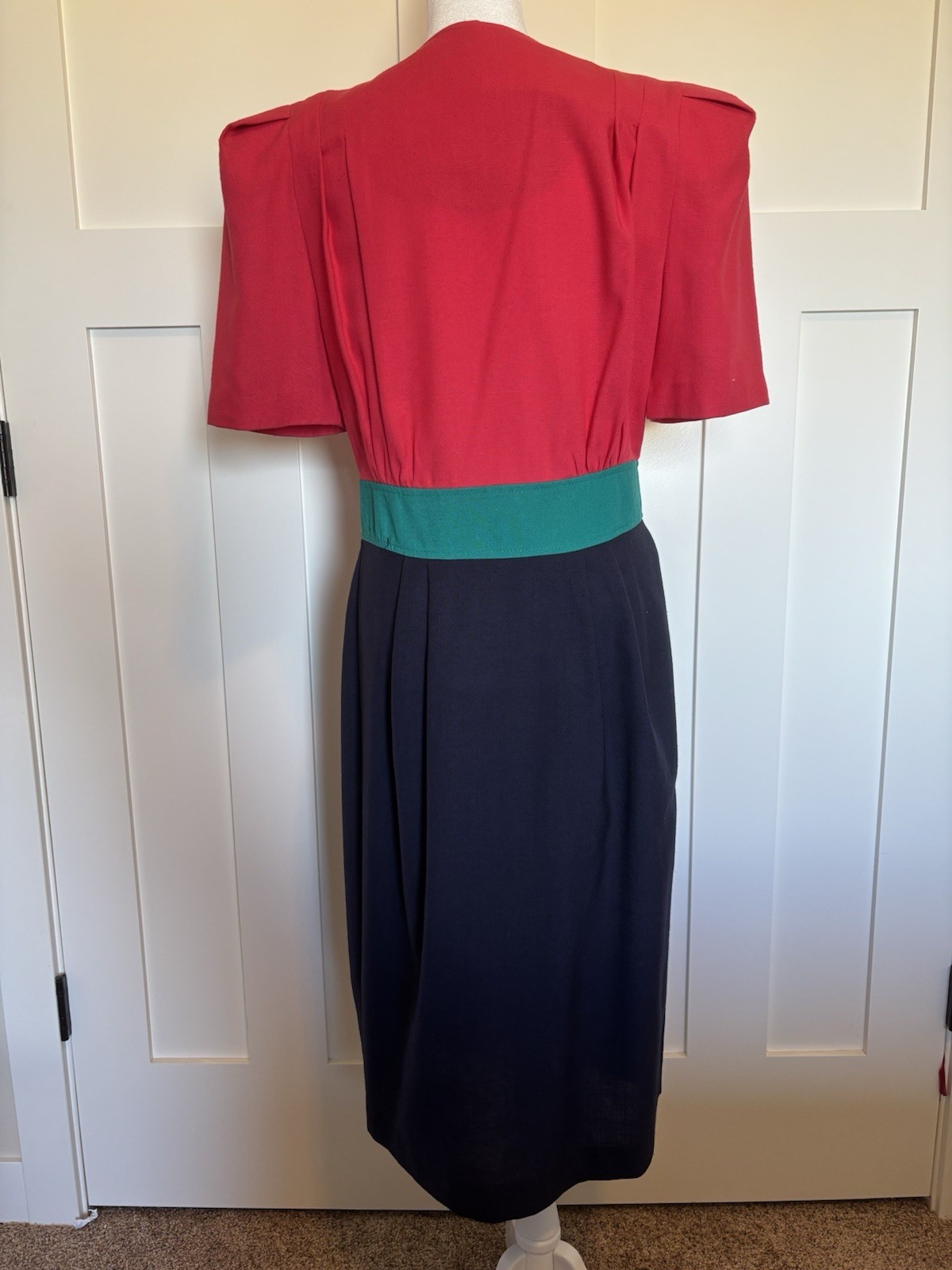 Vintage Leslie Fay Women’s Dress Size 10 Short Sleeve Multi Colored Button Frf