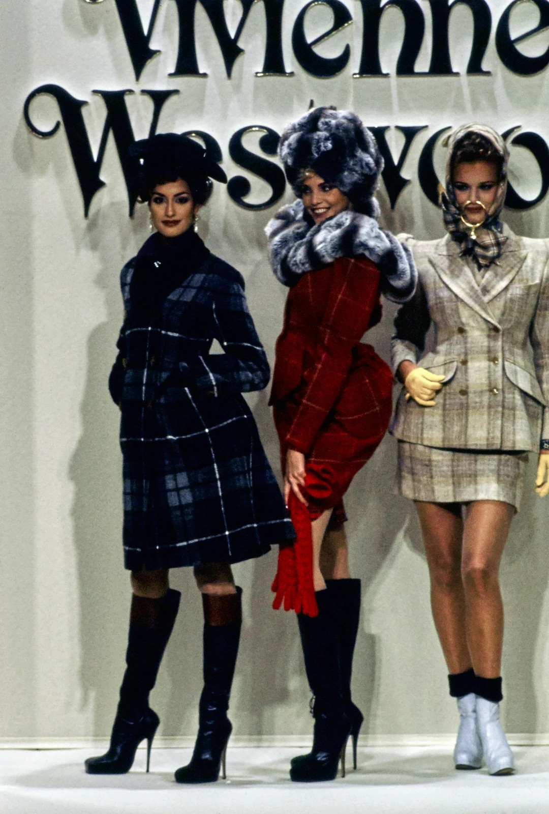 FW 1994 Vivienne Westwood On Liberty Wool Petales Skirt Plaid Red Mini Crini 90s