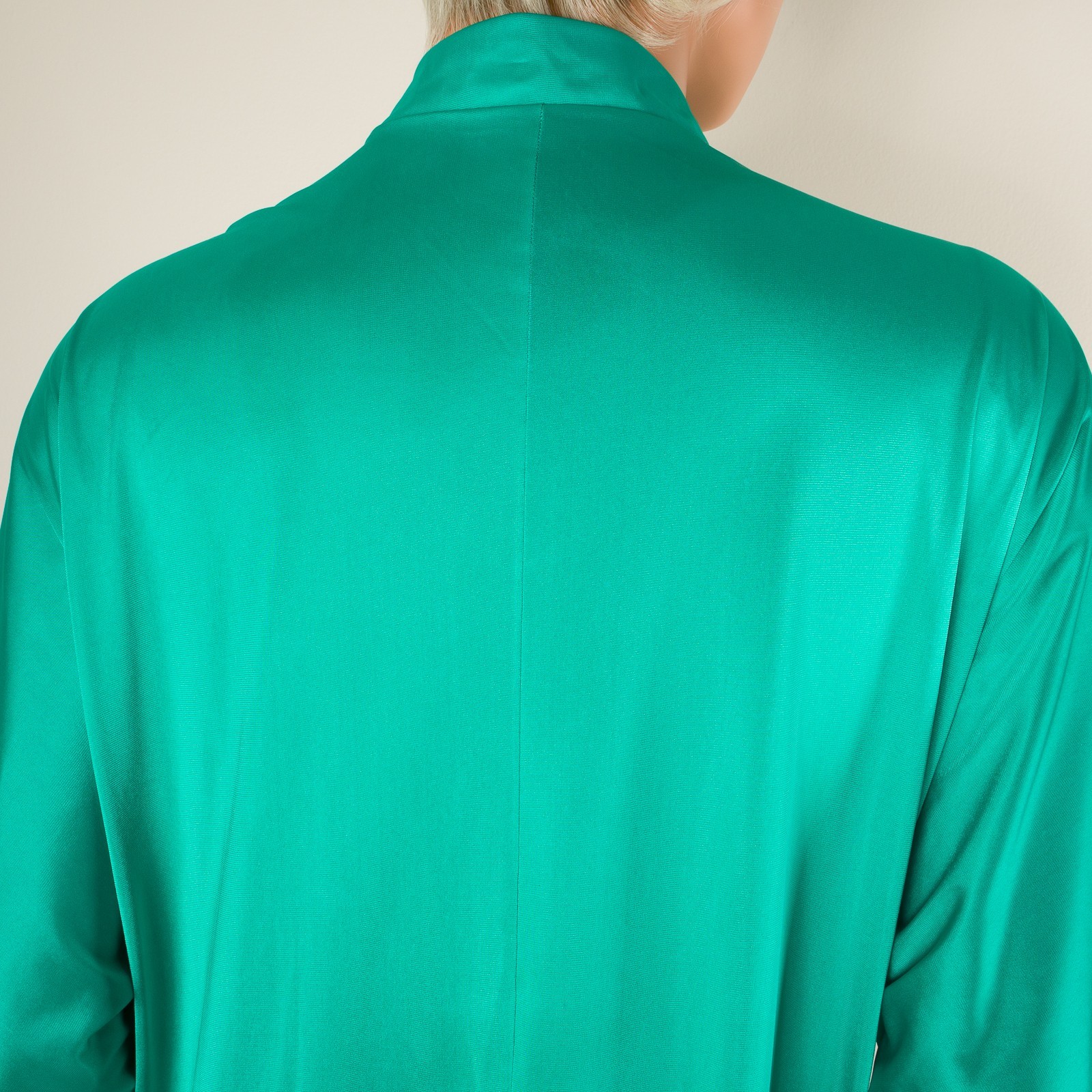 VTG VANITY FAIR Green Robe MEDIUM Nylon Band Collar 3/4 Sleeve Button Pocket USA