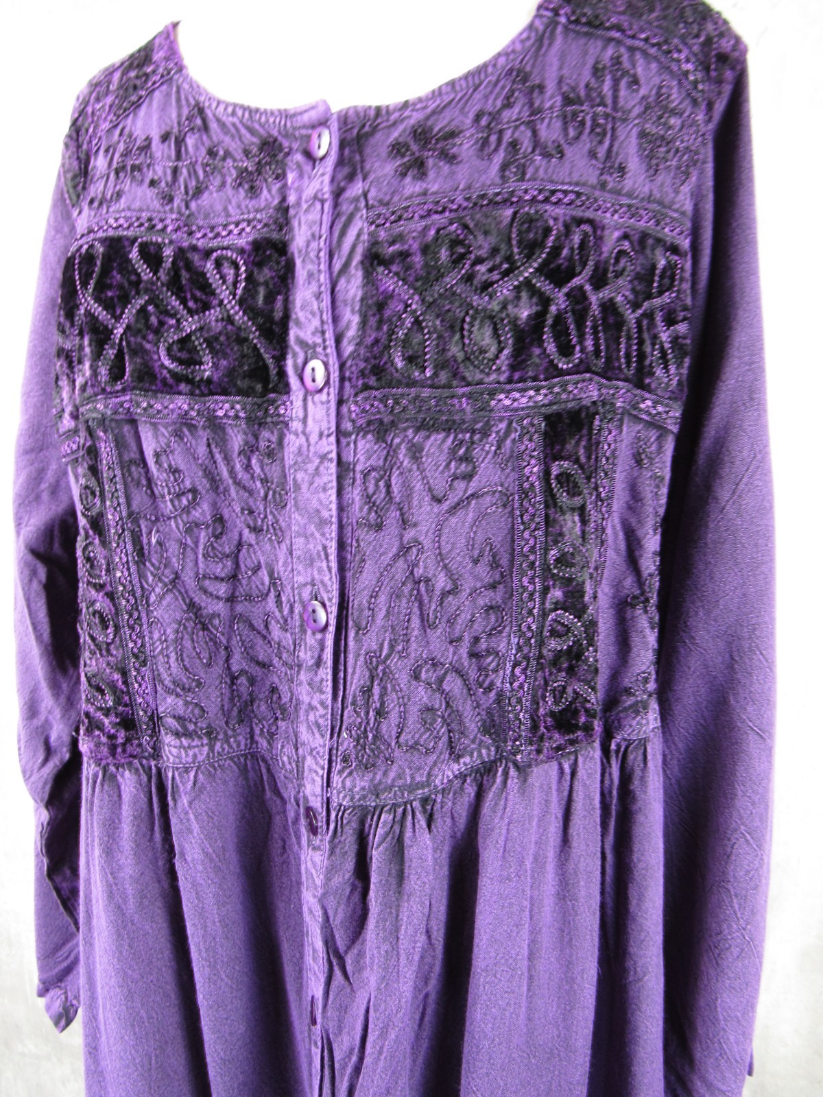 Vintage 90s Y2K NEW Dip Dye Rayon Tie Back Boho Hippie Dress 1X 2X Purple Velvet