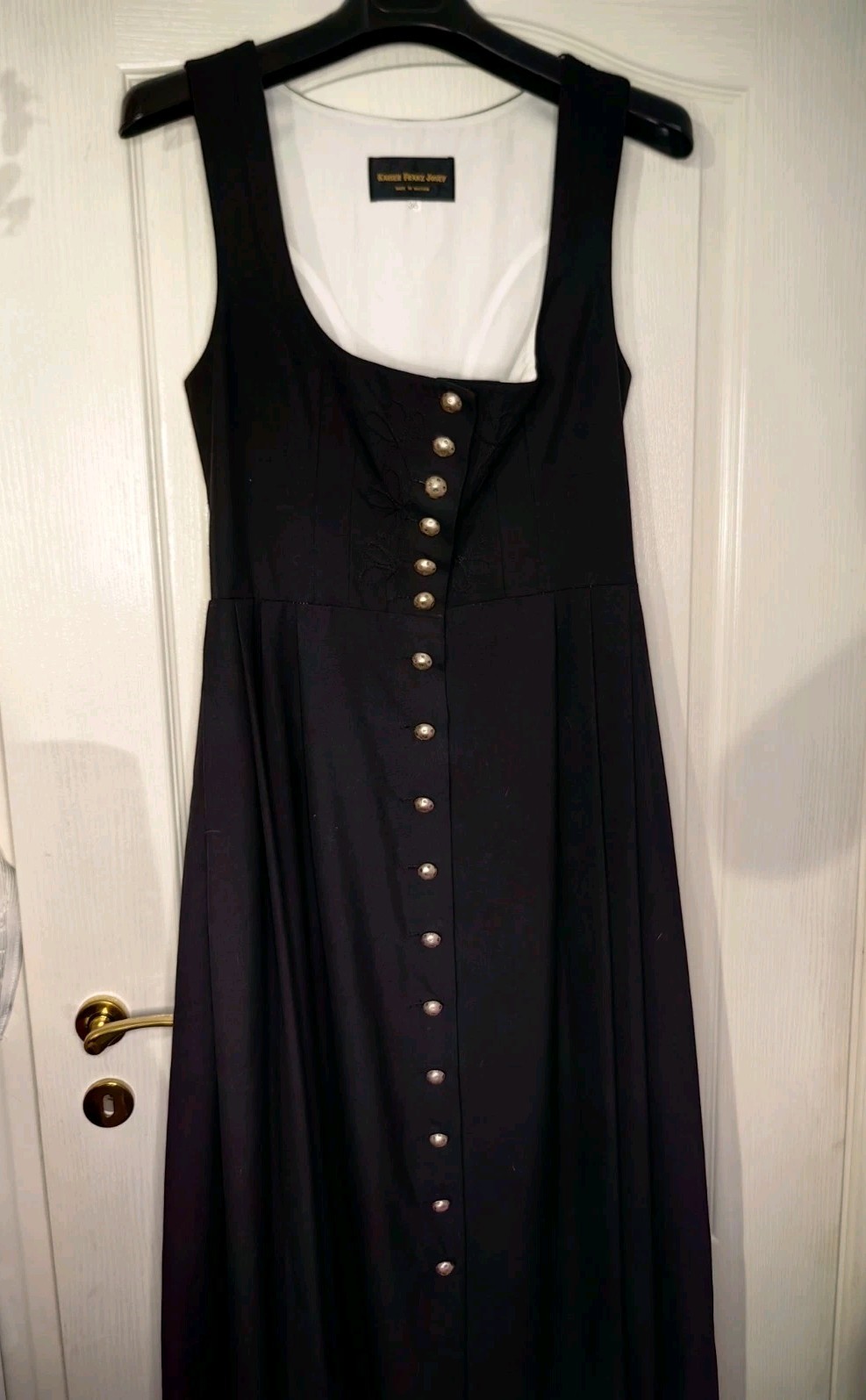 Kaiser Franz Josef Trachten Austria Dress 36 Black Vtg Metal Button Viscose