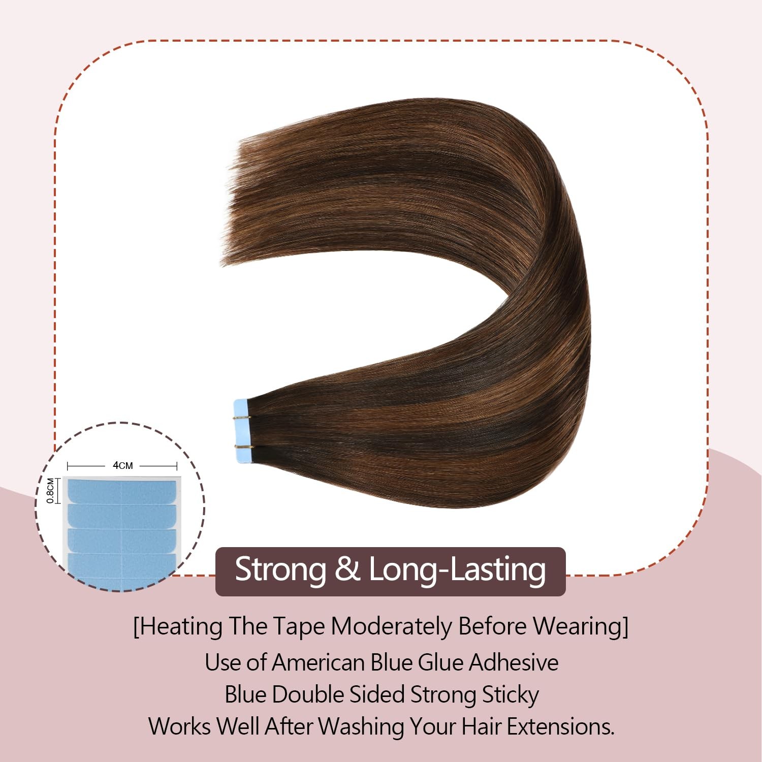Sunya Tape in Hair Extensions Human Hair Balayage Dark Brown to Chestnut Brown 1