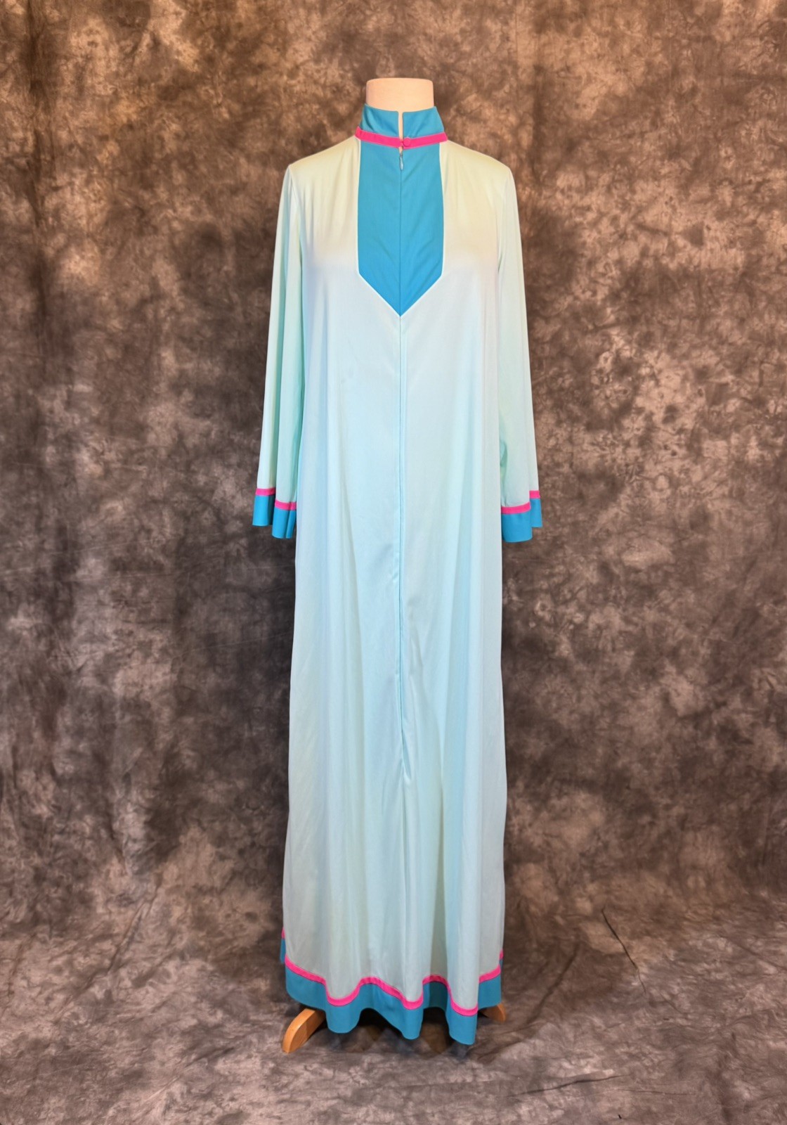 Vtg 60/70s Mod Gossard Artemis Robe Loungewear Aqua Pink turquoise SzM