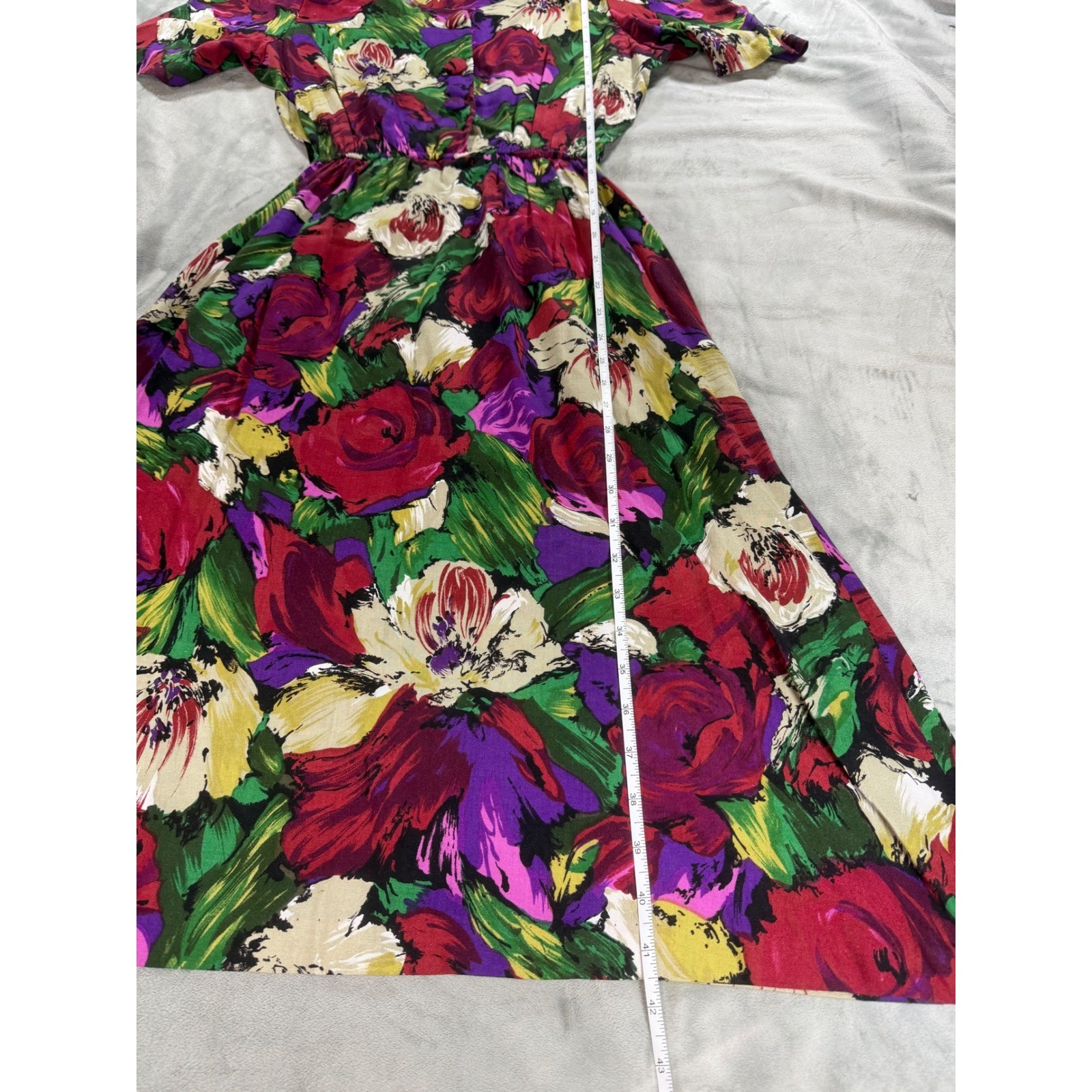 VTG Pellini Petites by Von Bramlett Belted Floral Dress 80’s Sz 3/4 Made In USA