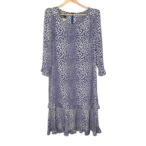 Chez California Designed by Tandy 1970’s Vintage Polka Dot Bow Print Dress 16W