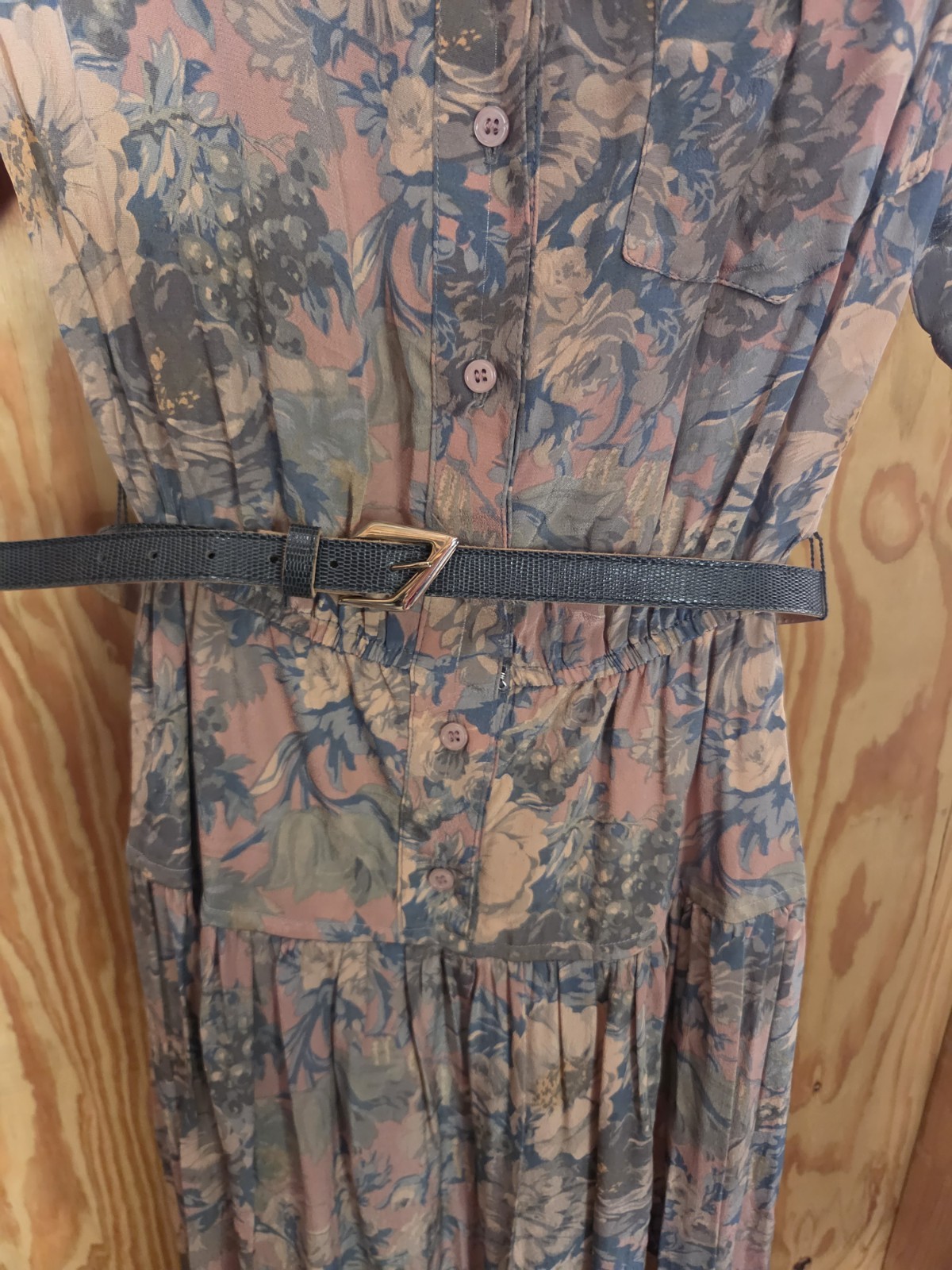 VTG 80s Donna Morgan For Non Stop Floral Drop Waist Midi Dress ILGWU USA Made 3/