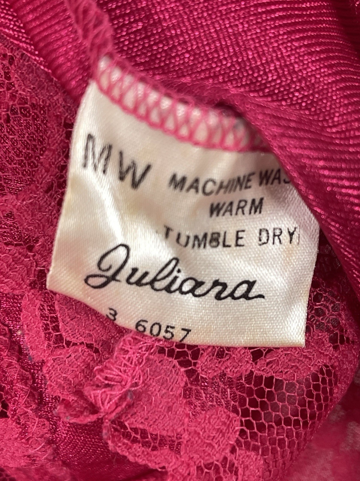 Vintage 80’s Juliara Vintage hot pink Lace Teddy Bodysuit Lingerie SZ M sexy