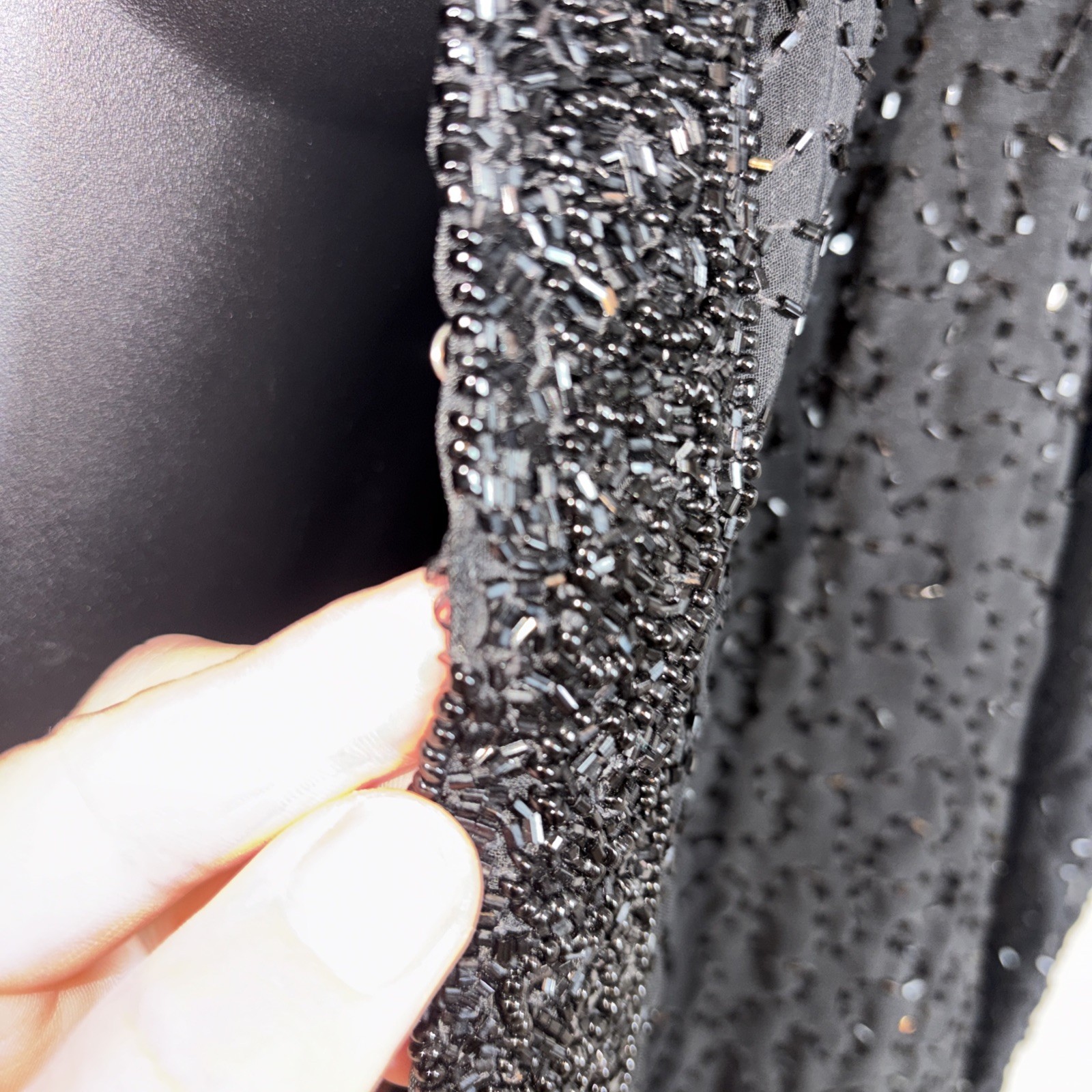 Laurence Kazar Jacket L black fully Beaded Party Mother Cocktail Formal vtg blac