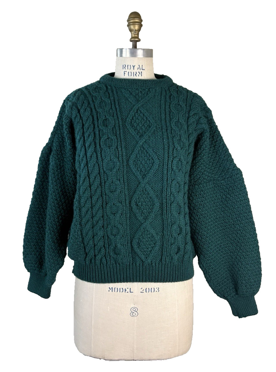 Callan Knitwear Ireland Sweater Green Pure New Wool Size L
