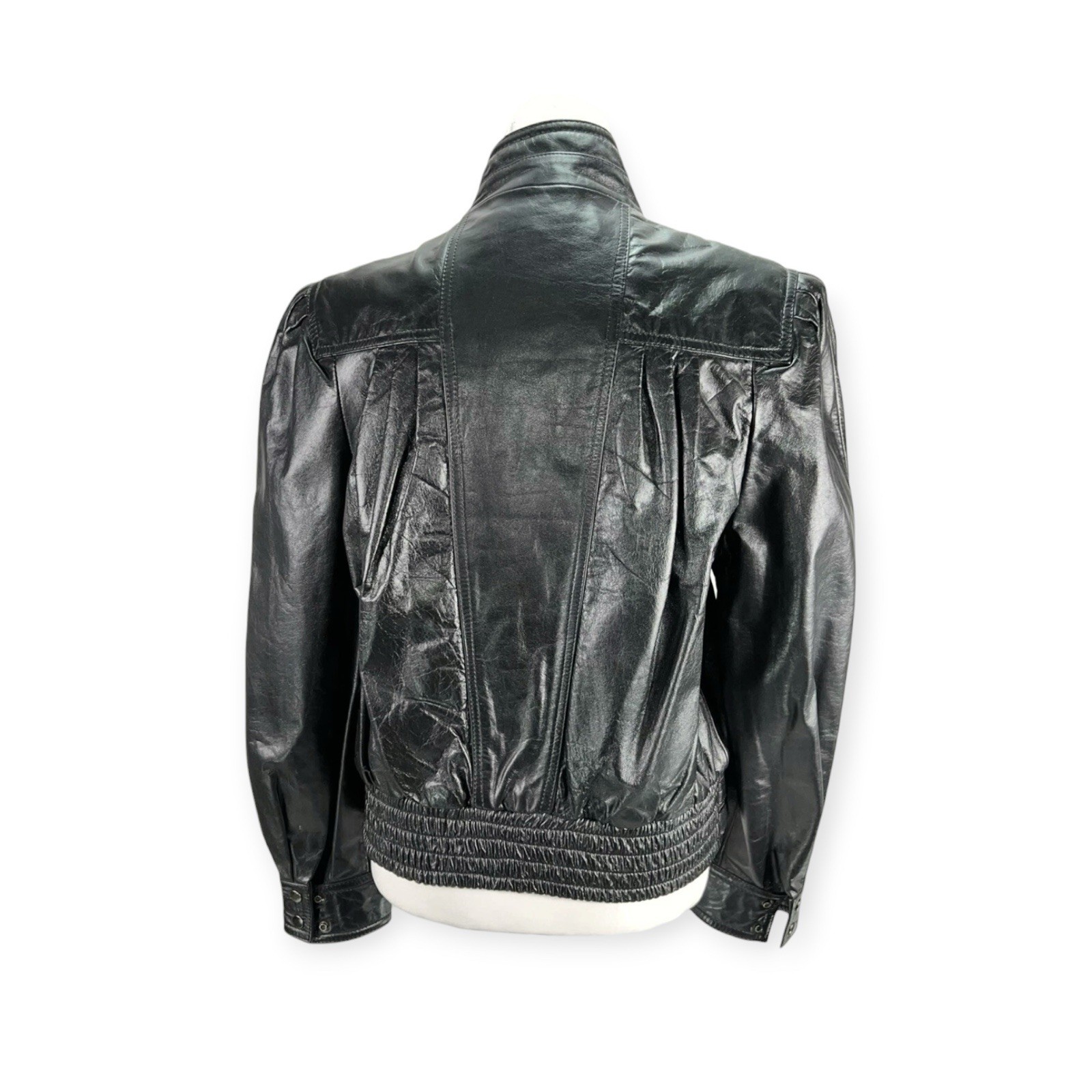 VTG 80s NEW WAVE LEATHER THRILLER JACKET PUNK ROCK GOTH HALLOWEEN BIKER EDGY EMO