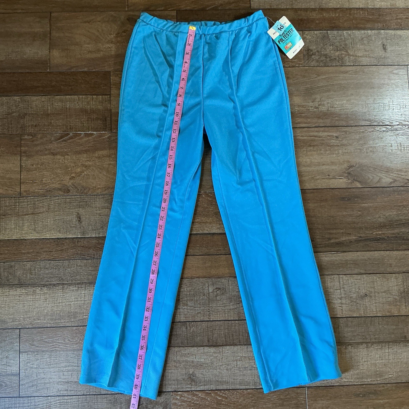 NWT 70s VINTAGE Size 16 – Kmart Women’s Pants Double Knit Aqua Blue Retro #21728