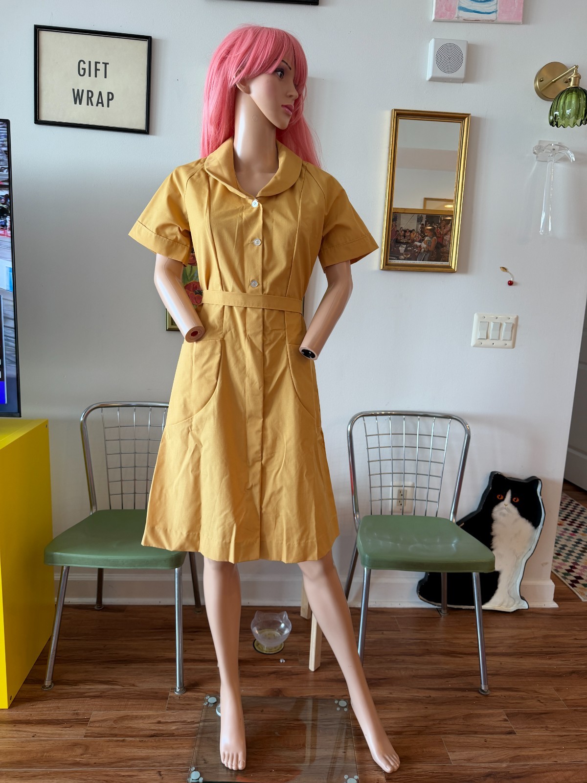 🌼 Vtg 60s Fashion Seal Uniform Mod Utility Workwear Utility Durable Dress M L