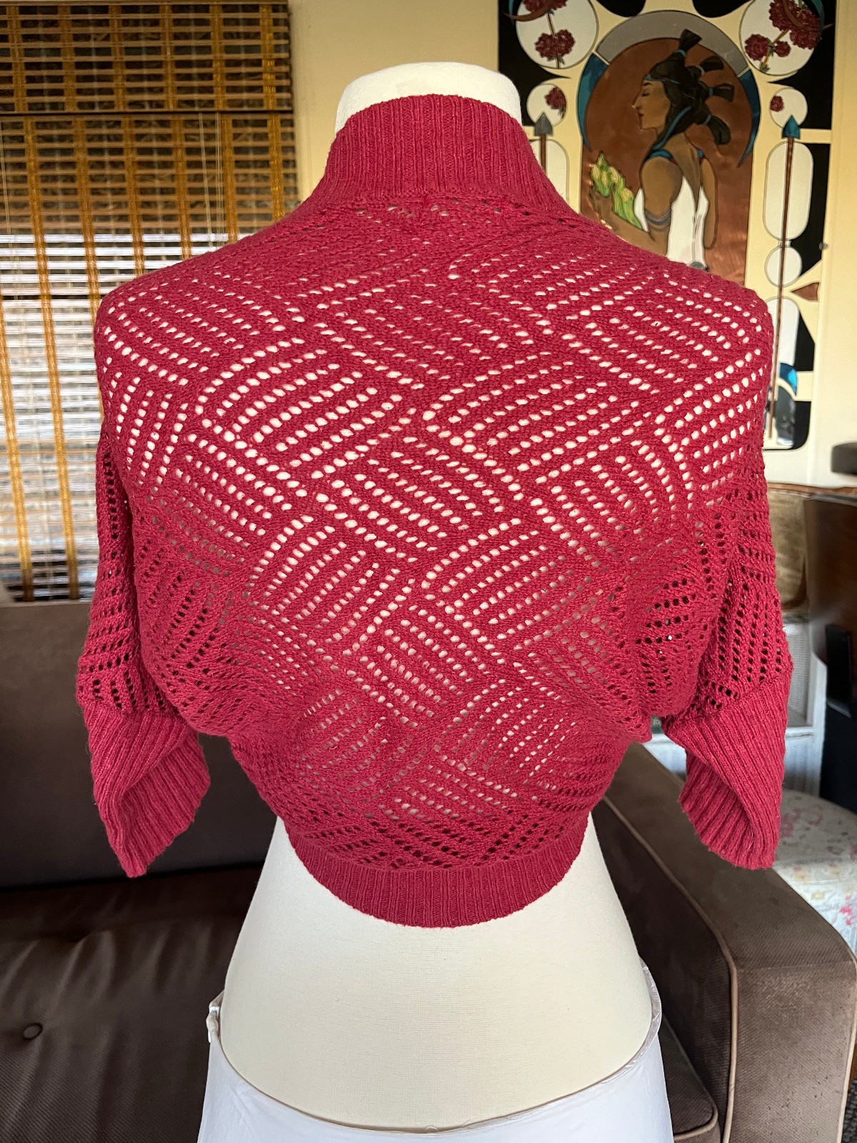 Vintage Y2K Bolero, Crop, Shrug, Soft Ramie & Rabbit Hair Knit, Cottagecore, XS
