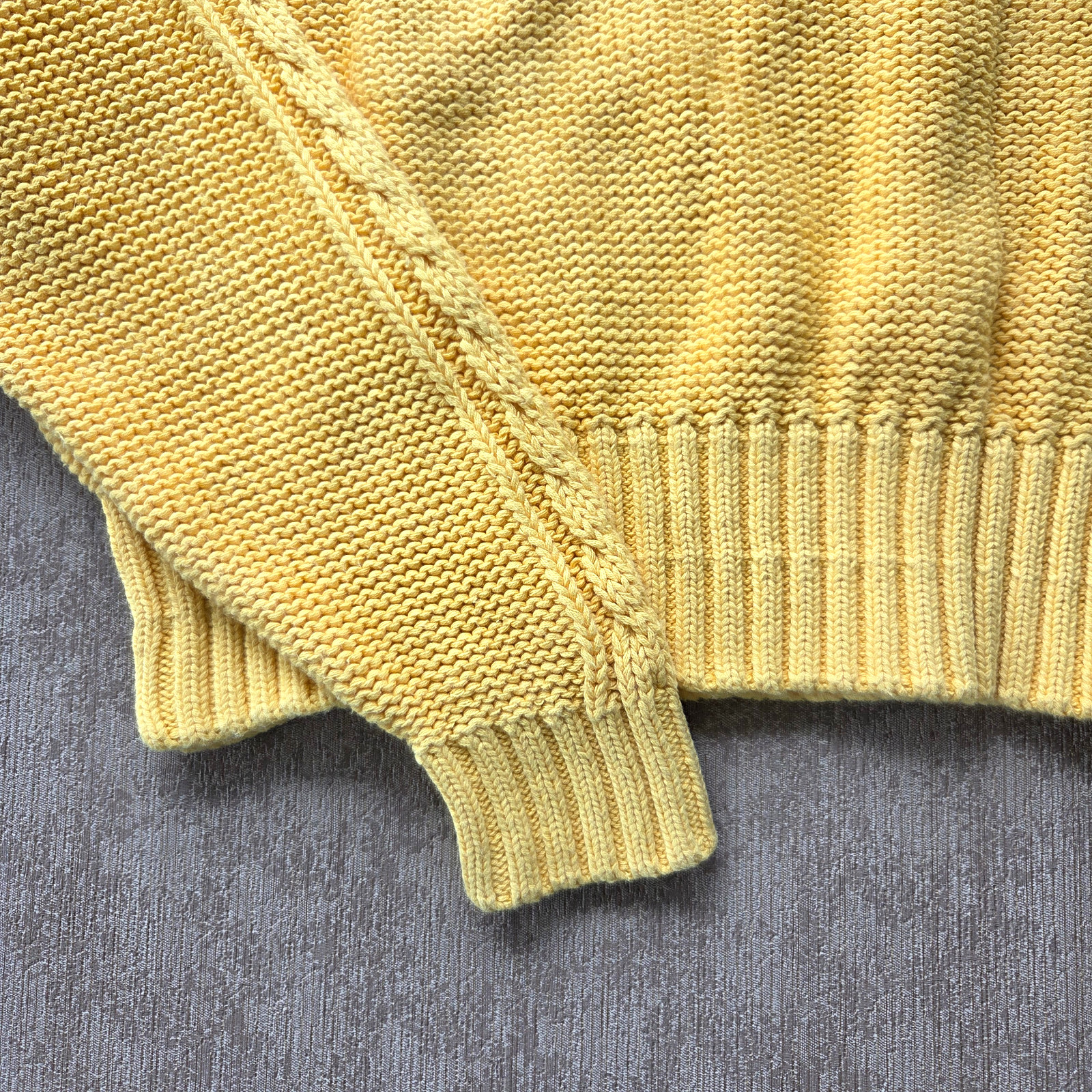 Vtg Bright Yellow Cotton Knit Sweater Cropped Liz Claiborne Sport PM MP S M