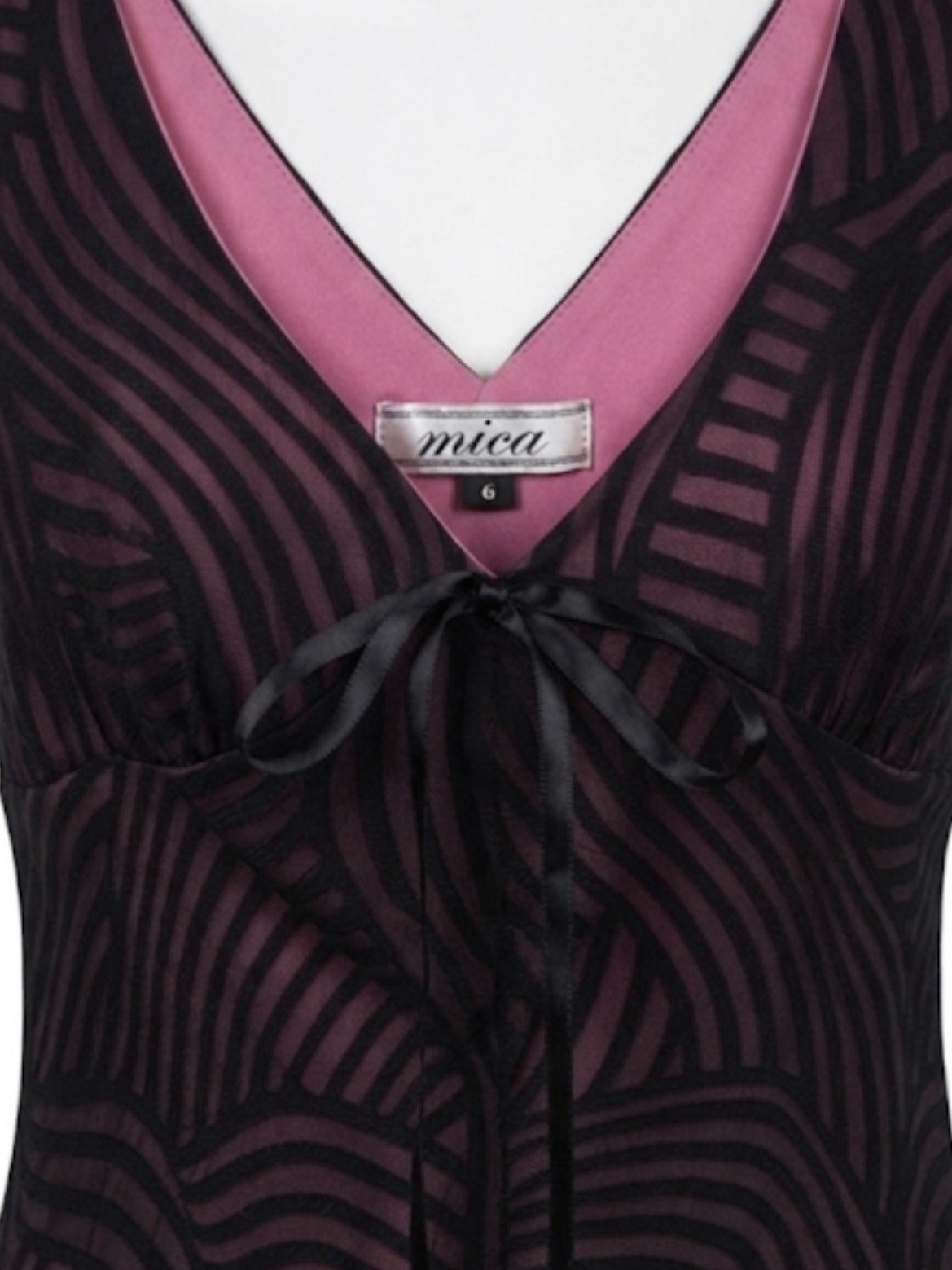 VTG 90s Mica Handkerchief Hem Slip Dress 6 Pink Black Swirl Mesh Midi Whimsigoth