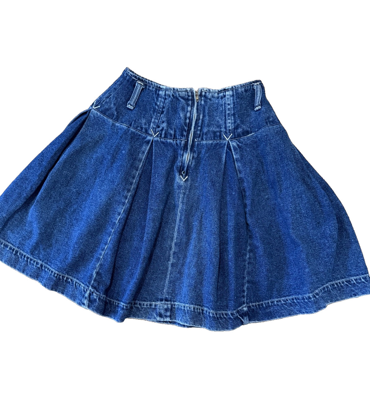 Vintage PEPE Jeans high wasted pleaded blue jean skirt Sz L 100% Cotton